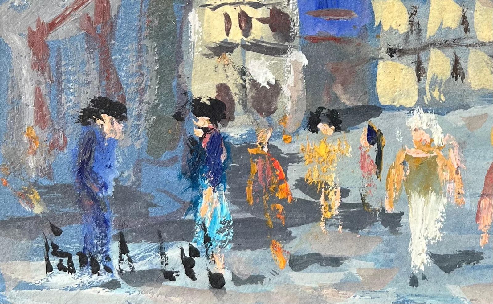 Fanch Lelfrench Impressionist Oil Painting Of Various Figures Strolling In Dinan2001 photo Art