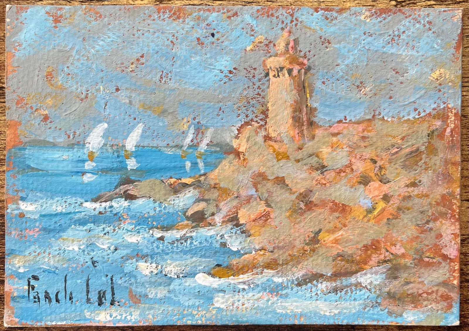 Fanch Lelfrench Impressionist Oil Painting Of A Lighthouse At Finistère Nord2006 photo furniture