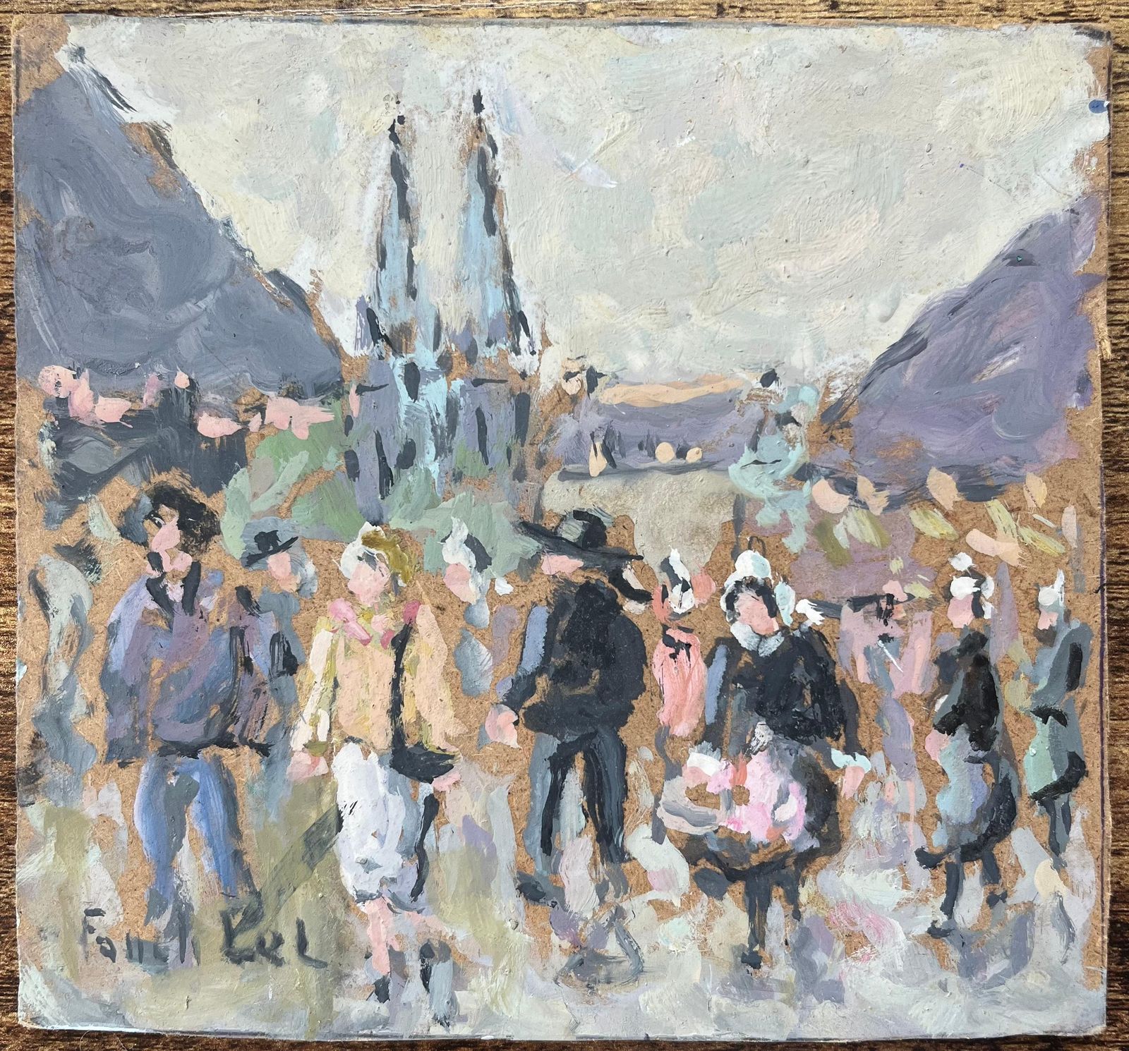 Fanch Lelfrench Impressionist Oil Painting Of A Bustling Scene At The Market In Quimper2004 photo furniture