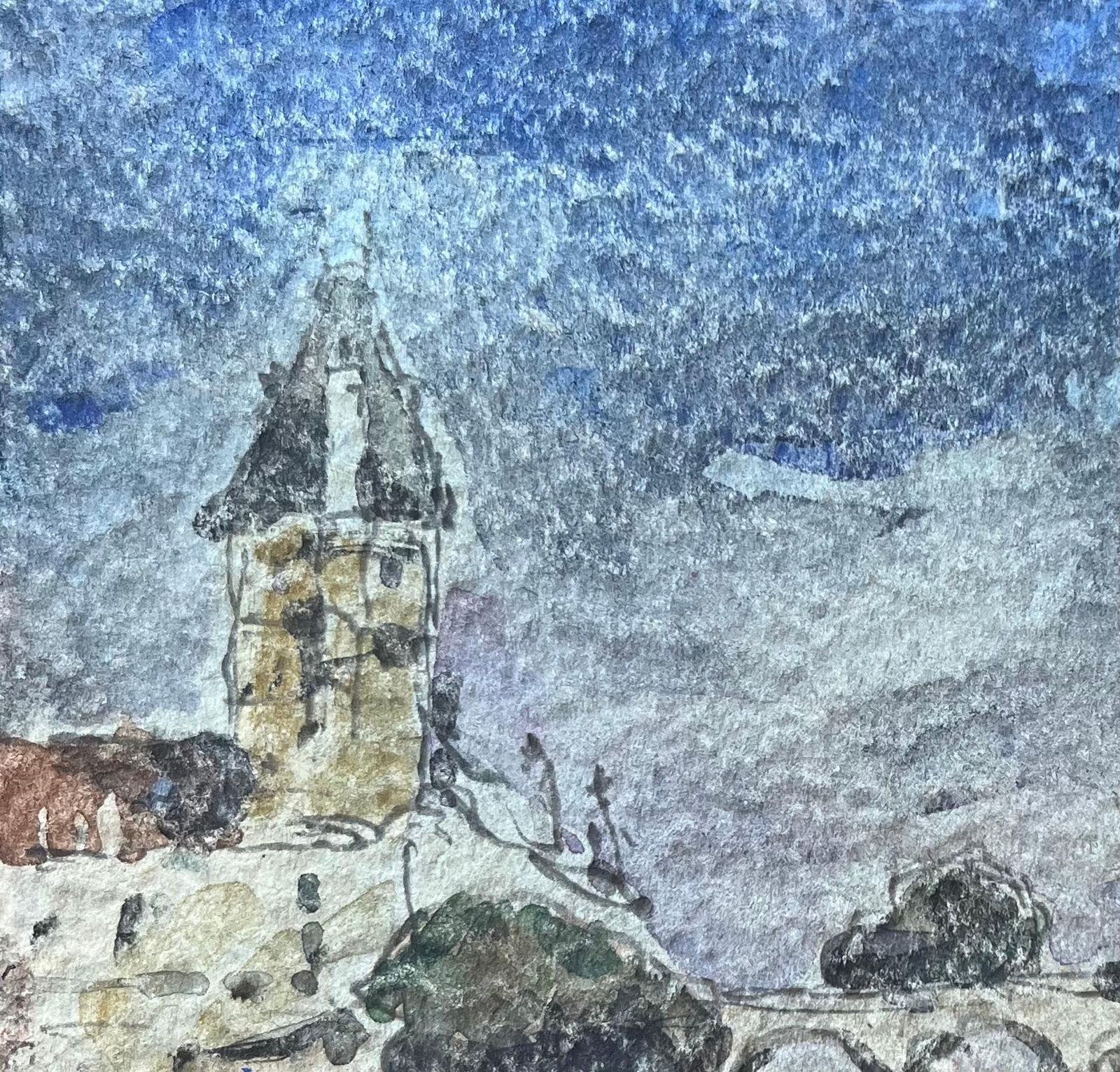 Maurice Mazeiliefrench Impressionist Watercolor Of La Conciergerie And The Pont Au Change20th Century photo for sale