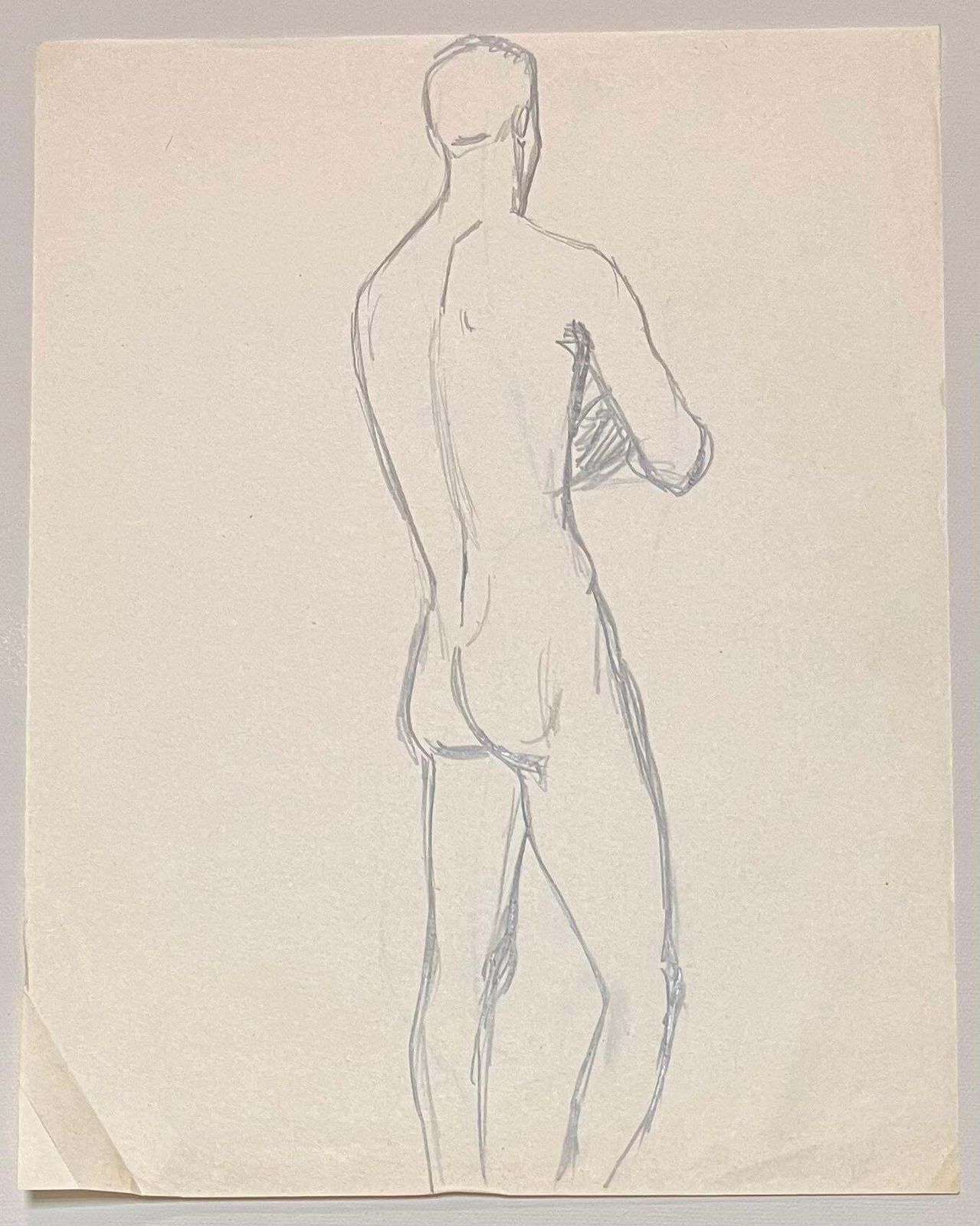 Josine Vignonmid Century French Pencil Study Of A Male Nude1950's photo furniture