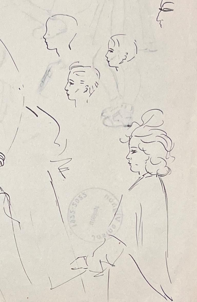 Josine Vignonmid Century French Ink Sketches Of Women In Elegant Attire1950's photo vinterior