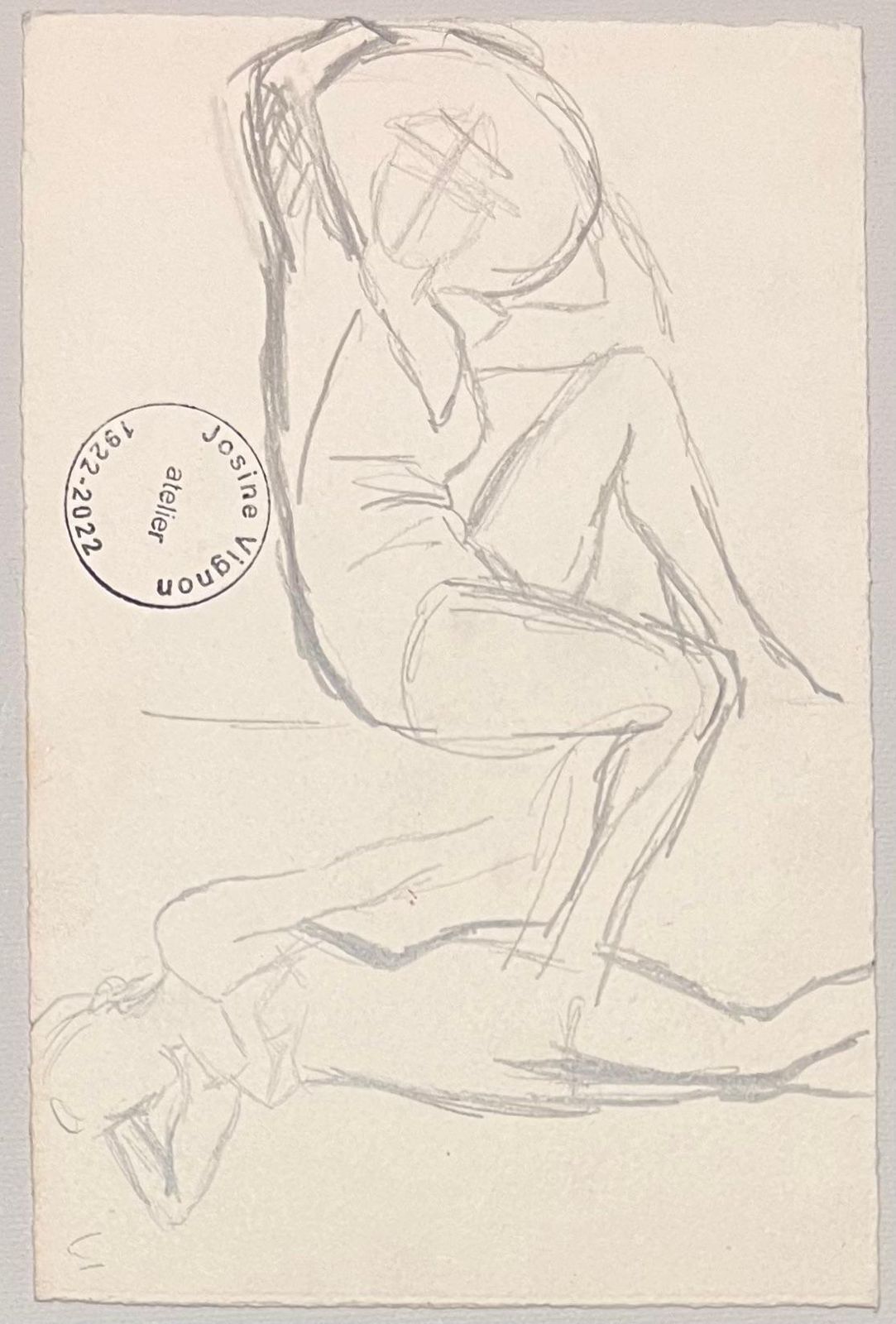 Josine Vignonmid Century French Minimalist Illustration Of A Two Women Walking A Dog1950's photo vinterior