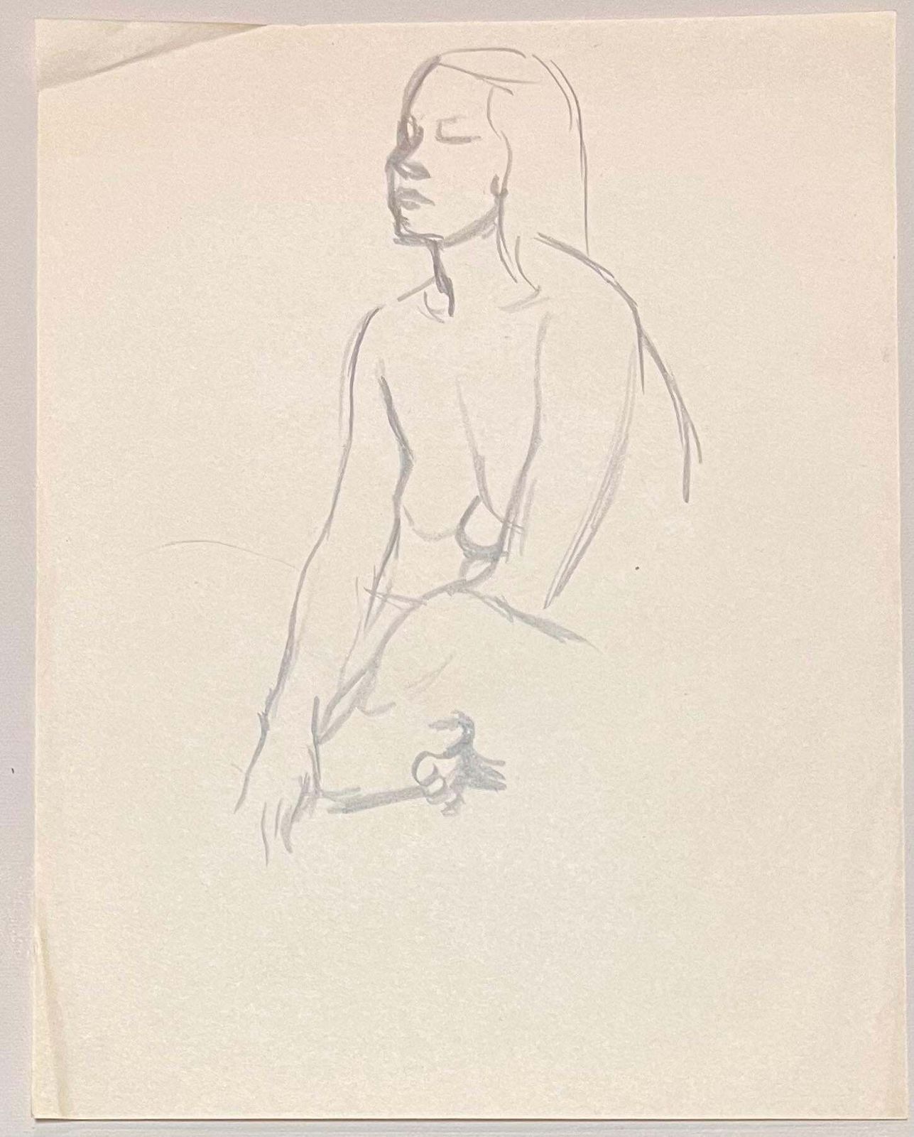 Josine Vignonmid Century French Pencil Study Of A Seated Female Nude1950's photo furniture