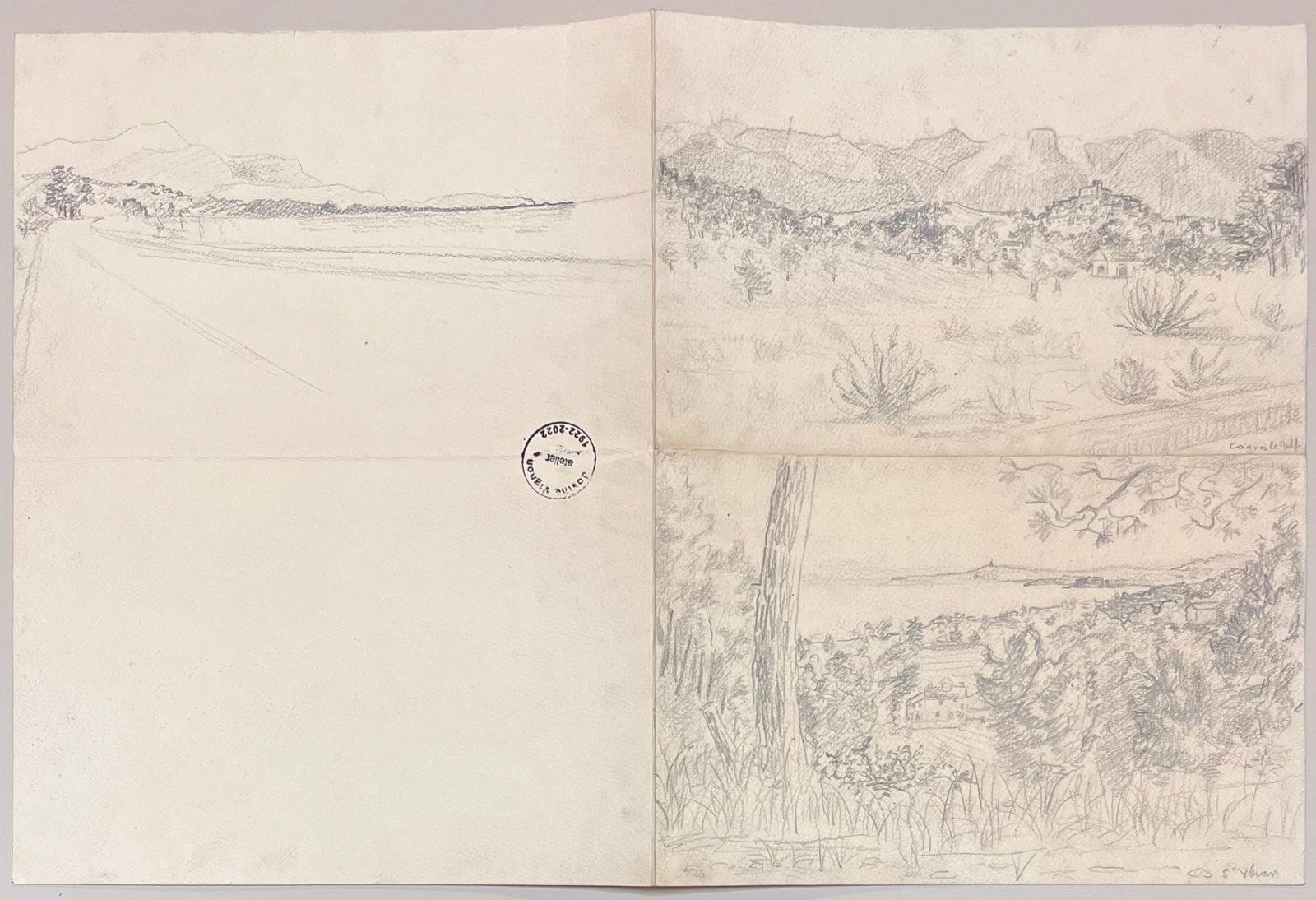 Josine Vignonmid Century French Pencil Drawings Of Various Landscapes1950's photo furniture