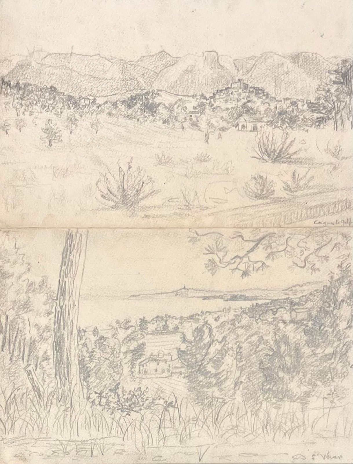 Josine Vignonmid Century French Pencil Drawings Of Various Landscapes1950's photo buy
