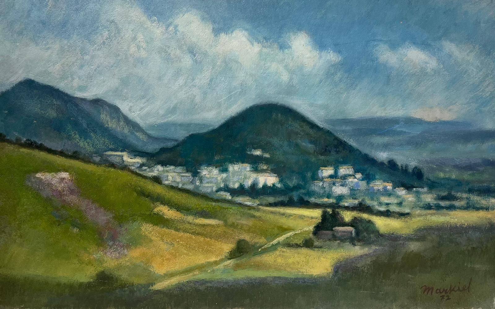 Jacob Markiel20th Century French Modernist Oil Manosque Provence Windswept Landscape Fields photo furniture