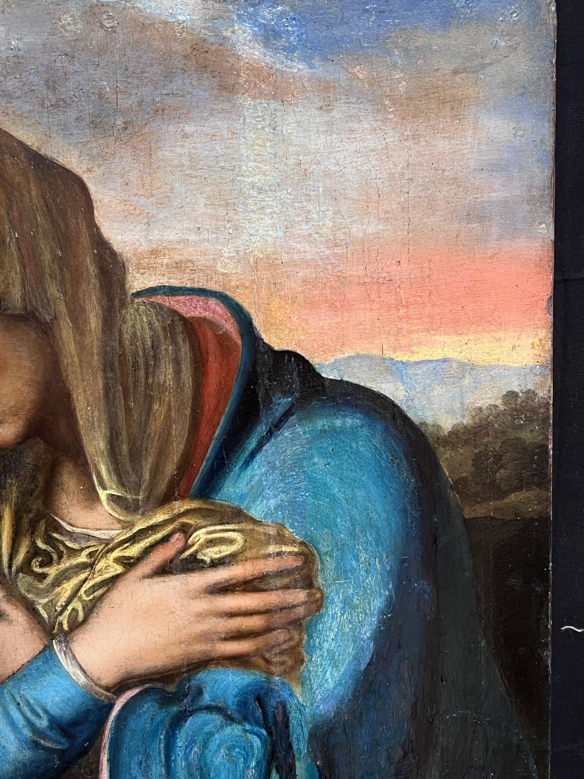 Very Rare Renaissance Old Master Oil Painting C. 1600 Oil On Panel The Madonnac. 1600 photo Art