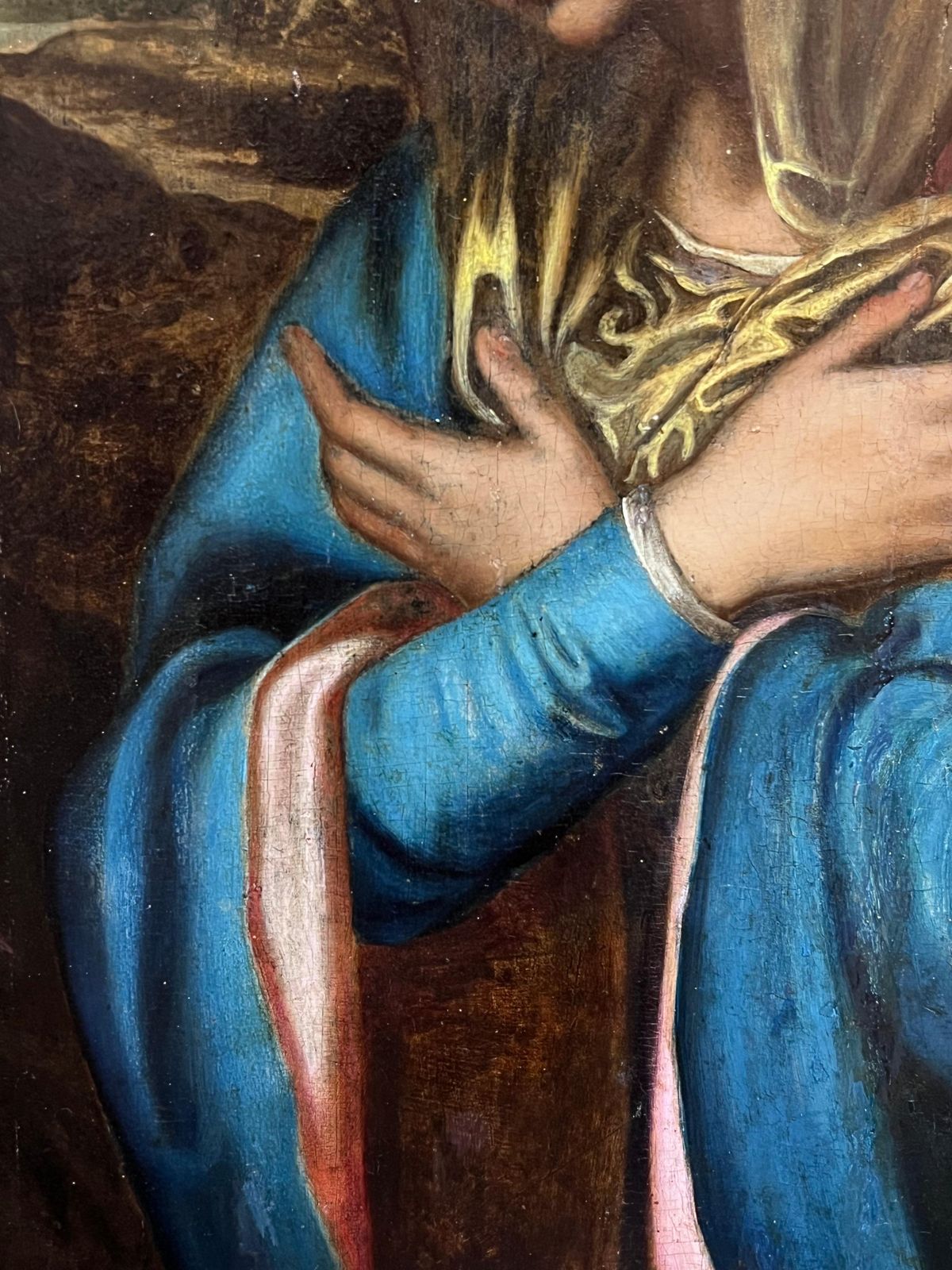 Very Rare Renaissance Old Master Oil Painting C. 1600 Oil On Panel The Madonnac. 1600 photo 14054.0