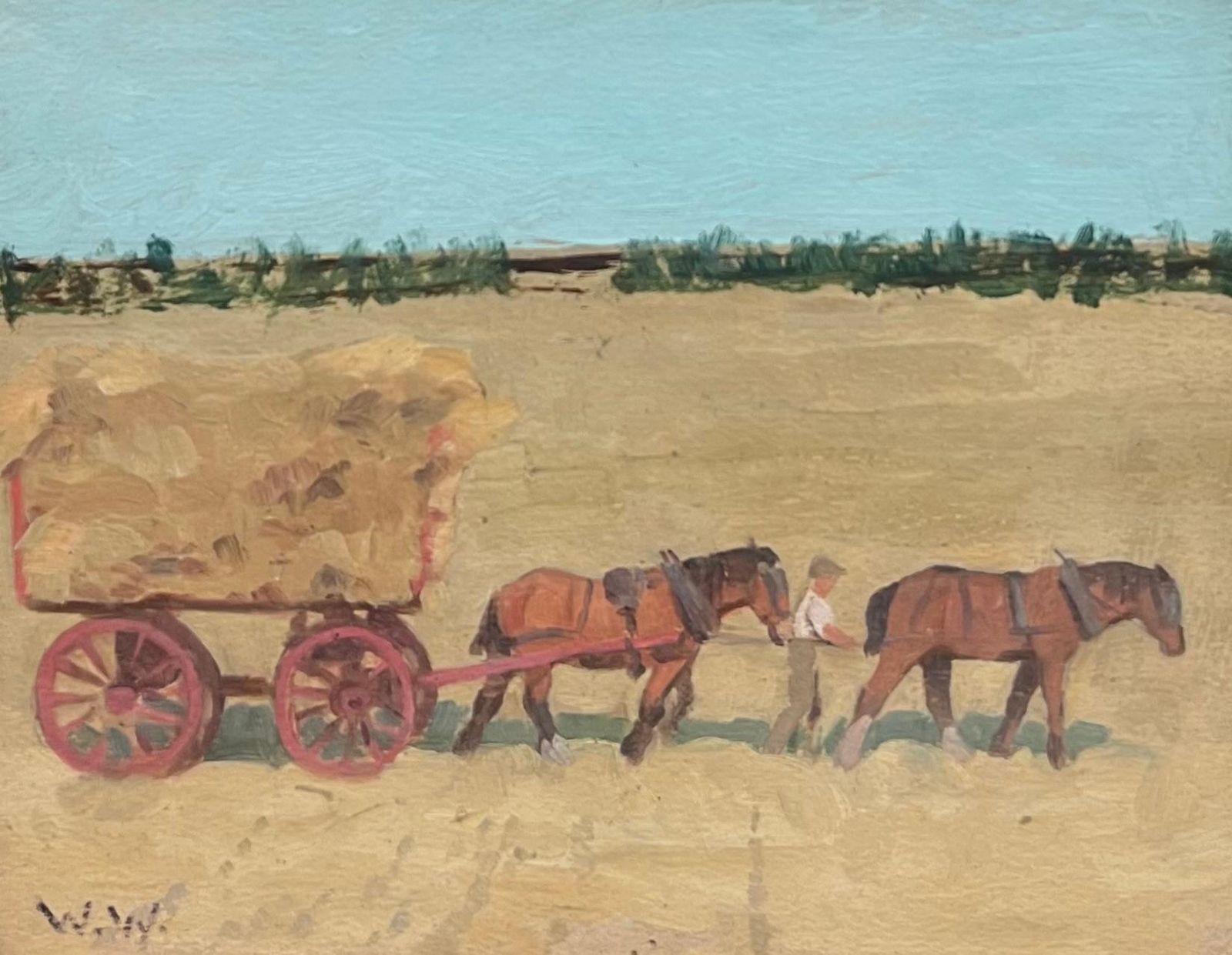 Wilfred Wilsonthe Haycart Mid 20th Century English Impressionist Signed Oil Painting