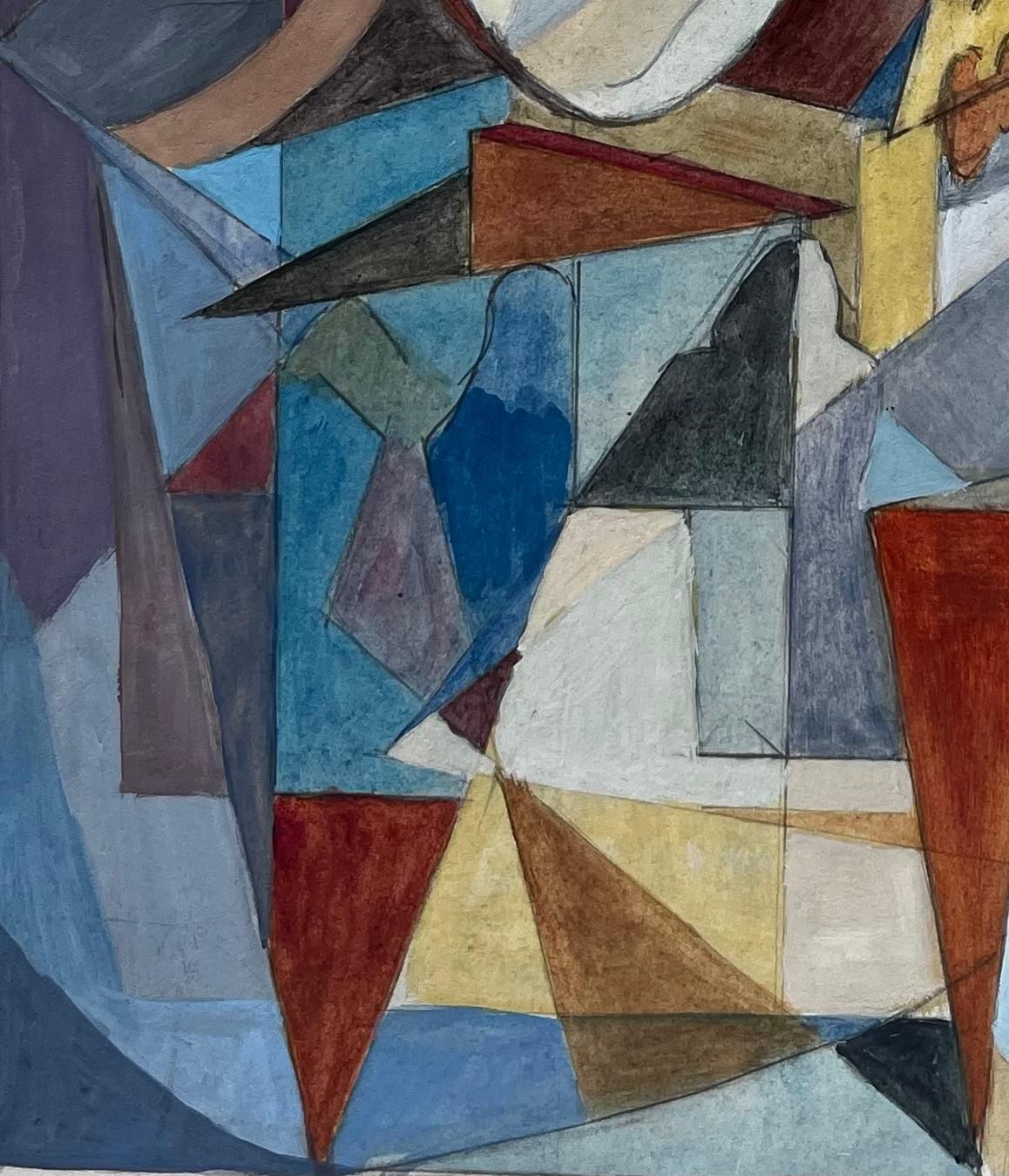 Guy Nicodcubist French Abstract Interior Scene With Figures Table And Geometric Shapes photo Art