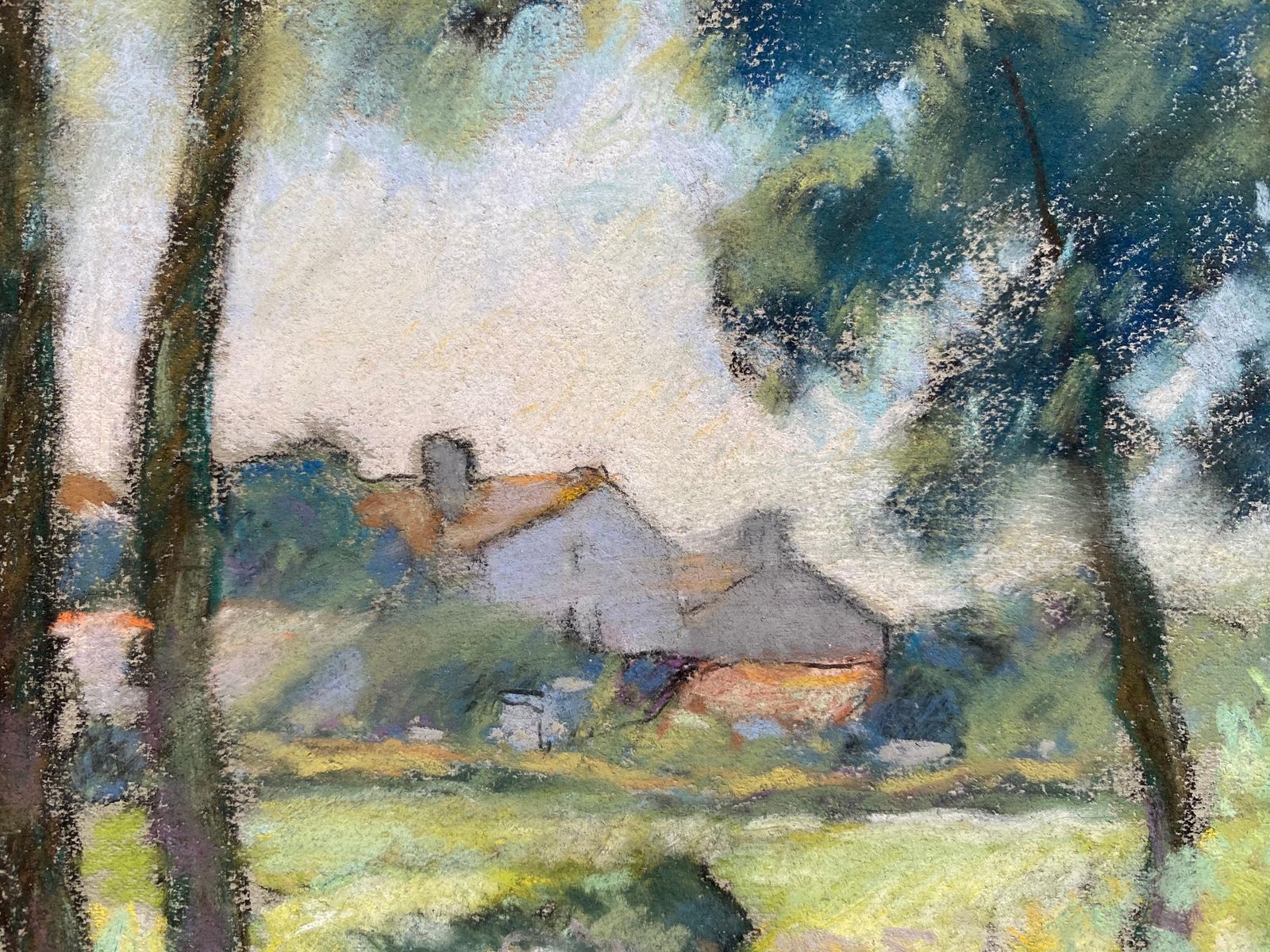 Unknowncamille Meriot Mid 20th Century Pastel French Impressionist Painting Rural Fieldcirca 1900s photo for sale