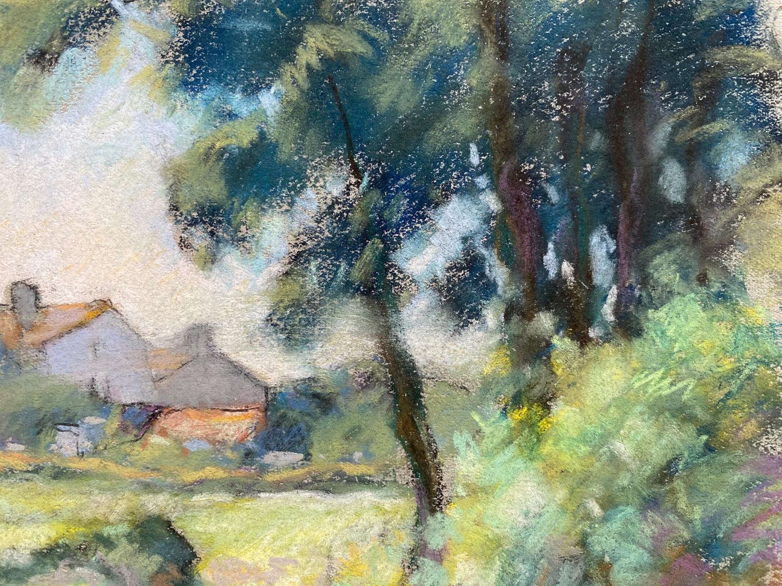 Unknowncamille Meriot Mid 20th Century Pastel French Impressionist Painting Rural Fieldcirca 1900s photo Art