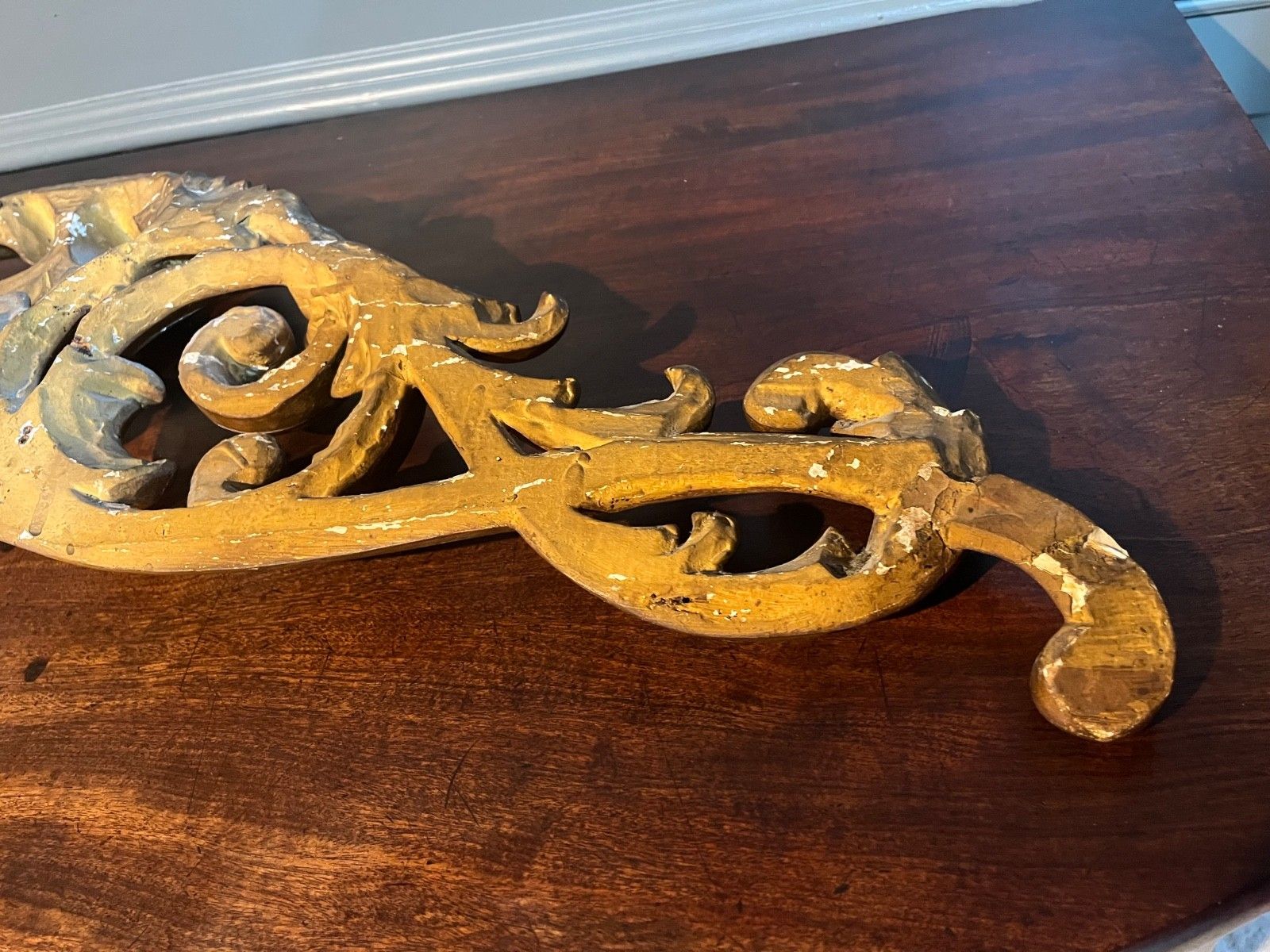 340.0 Antique Carved Wood With Gesso & Gilt Beautiful Decorative Unique Item 1800’s photo