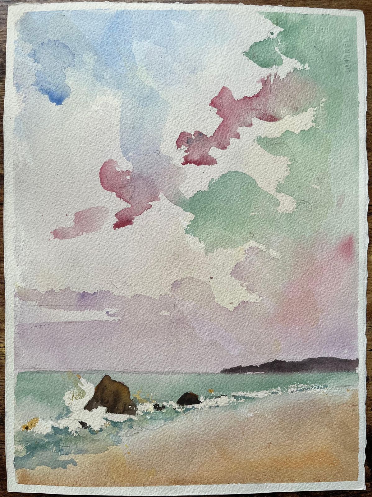 Anthony Averybritish Impressionist Watercolor Of A Coastal Seascape With Vibrant Sky photo furniture