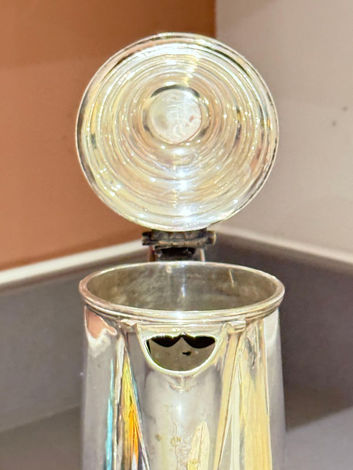 Home Decor Antique English Silver Plated Coffee Pot With Hinged Lid, Ornate Hot Water Pot photo