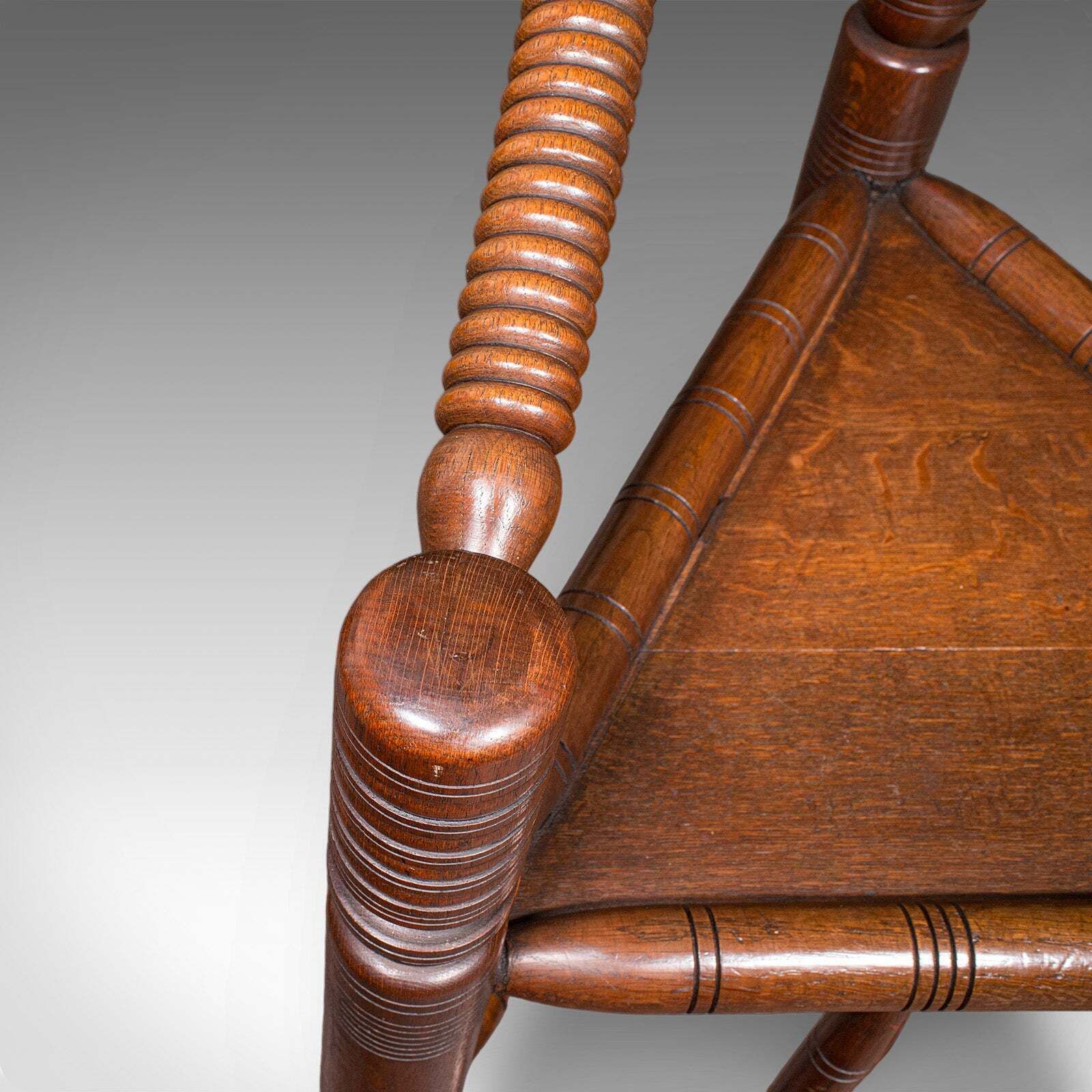 Antique Turner's Chair, English, Oak, Old Saxon, Elbow Seat, Victorian, C.1900 photo vintage