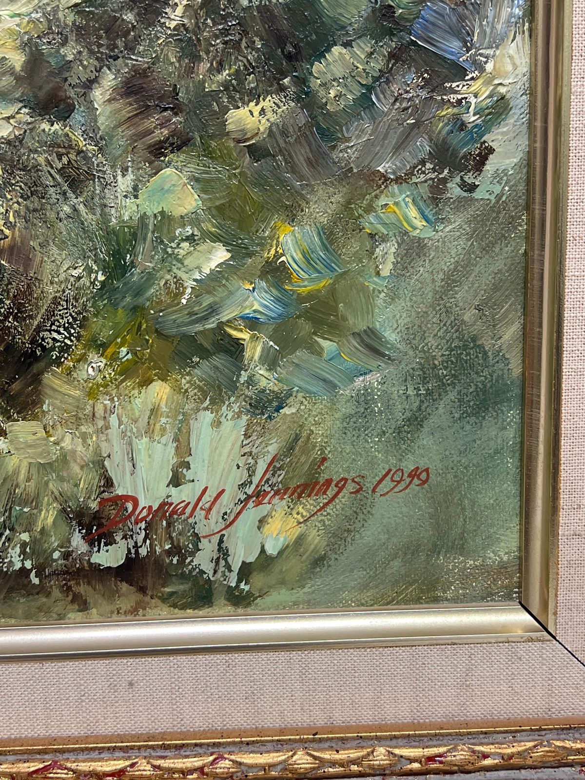 photo furniture Donald Jennings Arlington Row Bibury The Cotswolds England Original Signed Oil Painting 1996