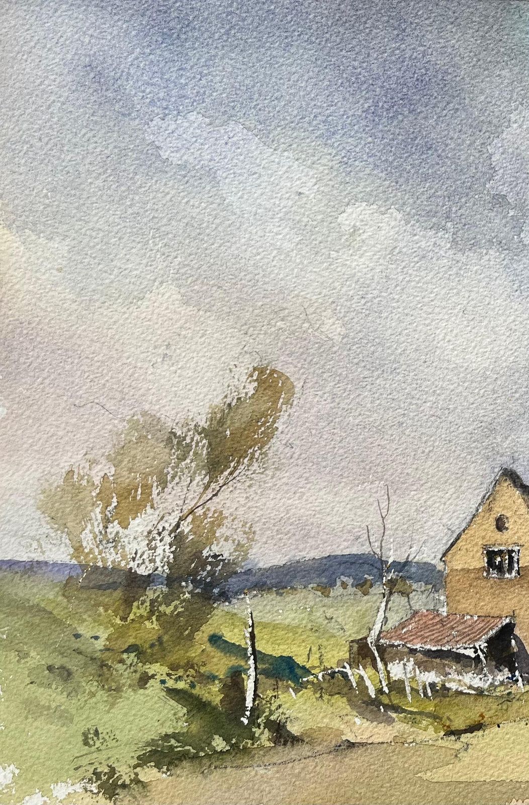 Anthony Avery British Impressionist Watercolor Of Rural Farmstead And Horse Riders photo 410.0