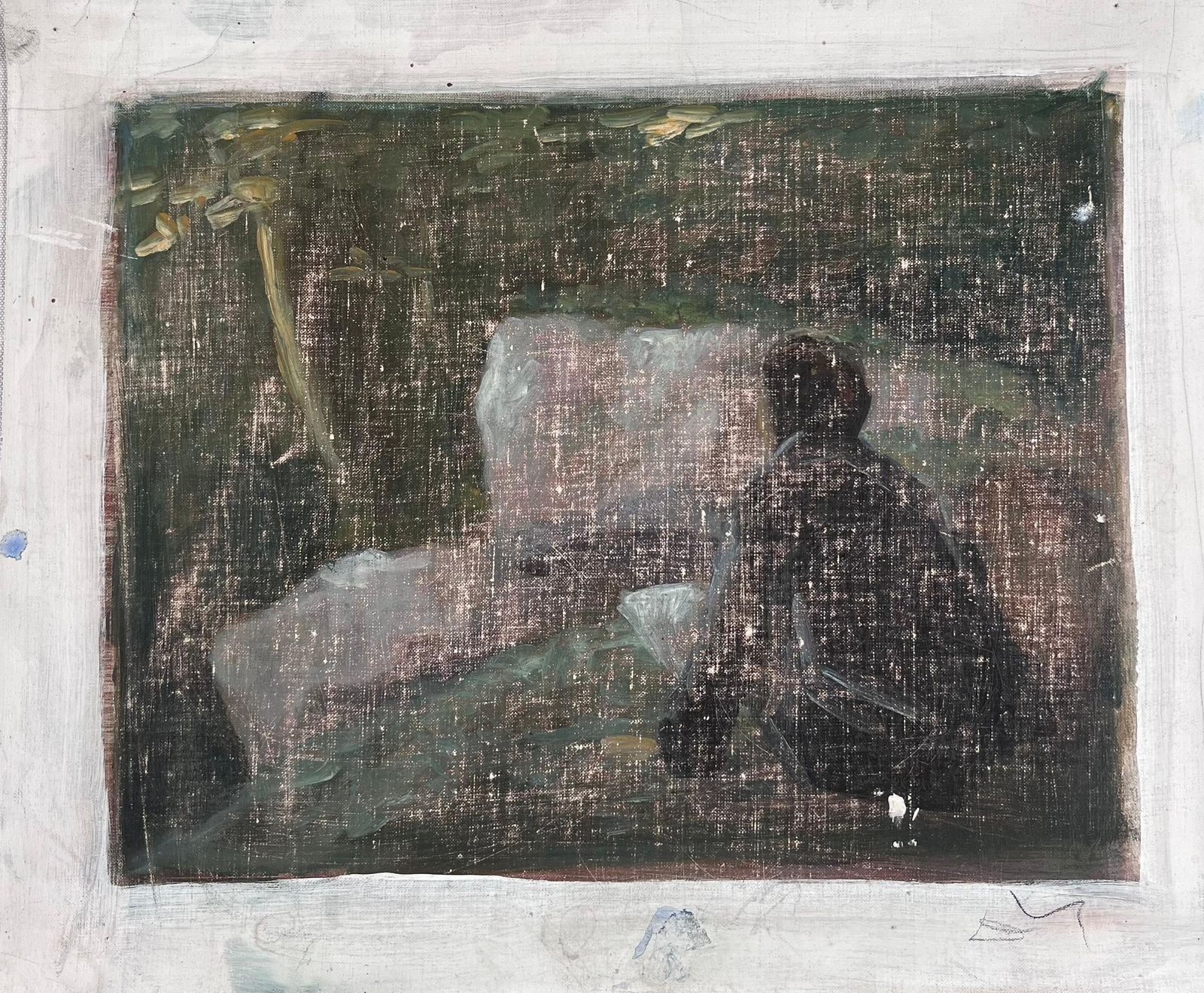 Robert Ladou Artist Sketching The Stream In The Woodland Original French Artwork 20th Century photo furniture