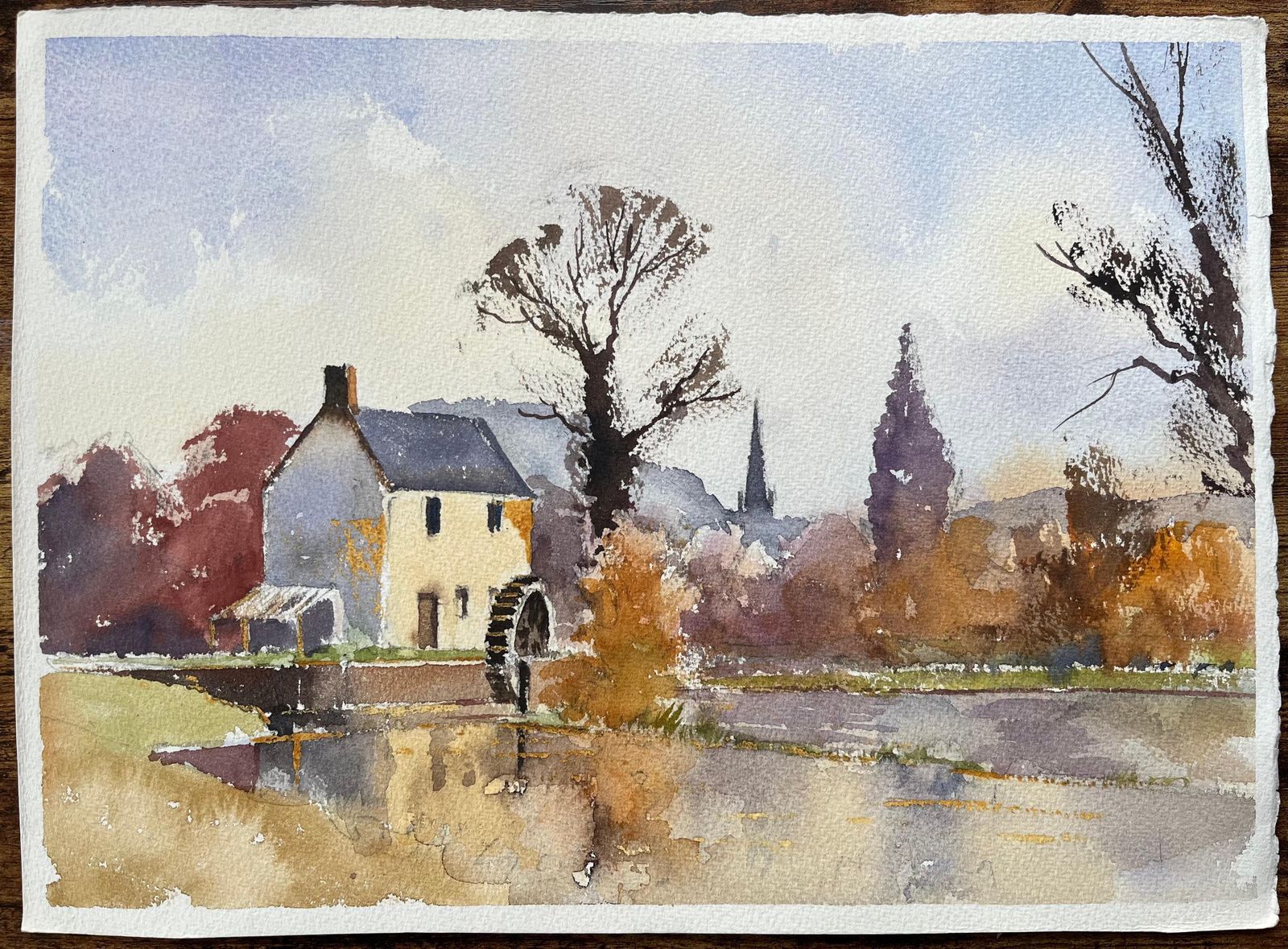 Anthony Avery British Original Watercolor Of A Watermill In Autumn photo furniture