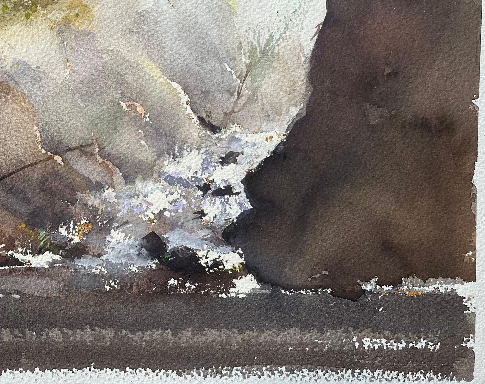 Anthony Avery British Impressionist Watercolor Of A Fisherman By A Cascading Stream photo 534.0