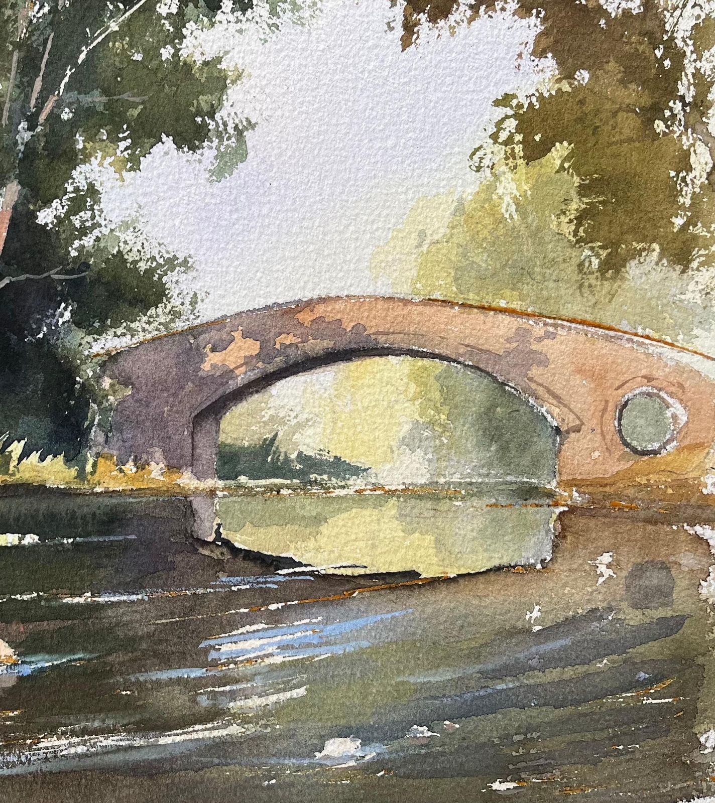Anthony Avery British Original Watercolor Of A Stone Bridge Over A Tranquil River photo for sale