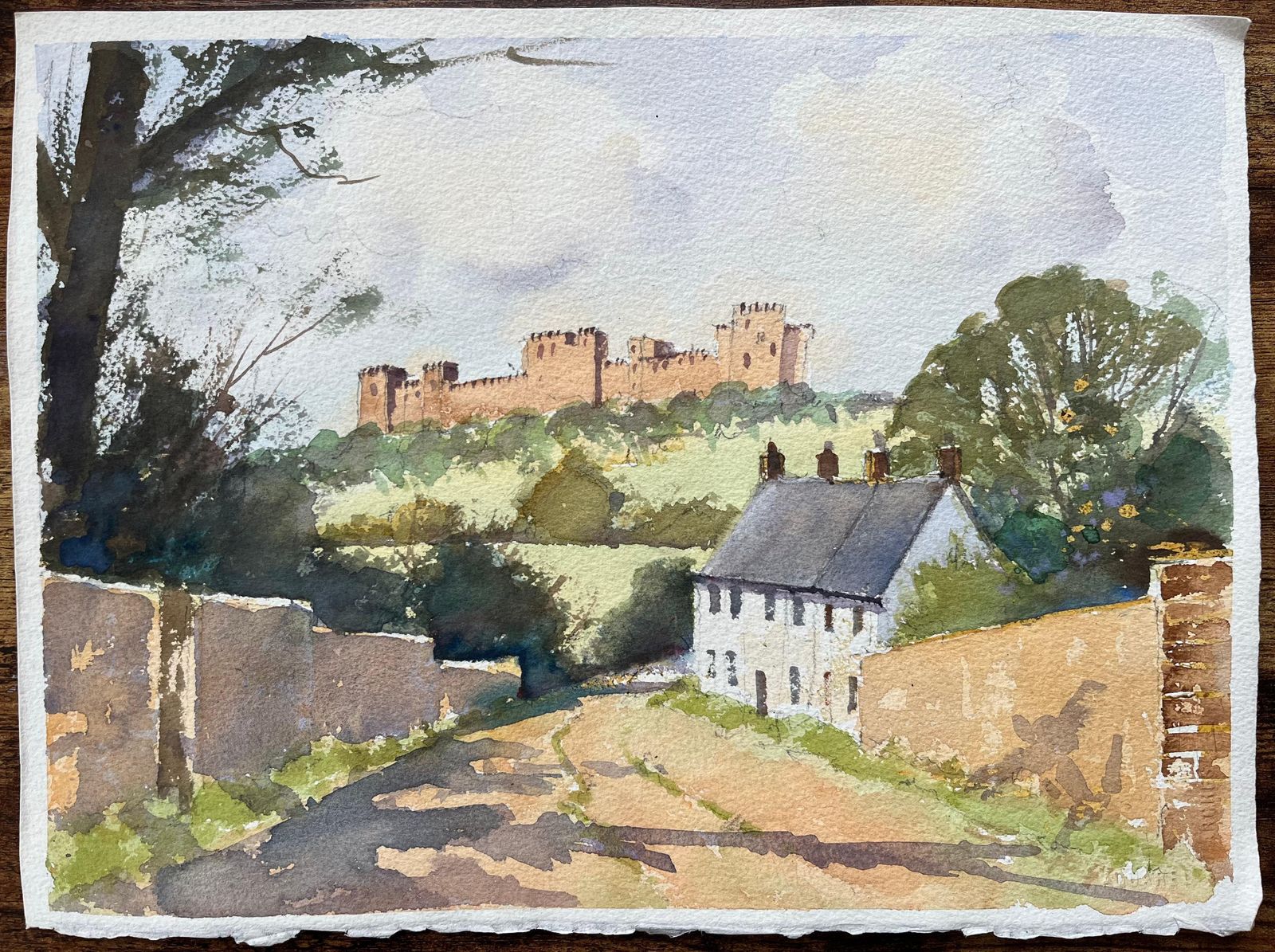 Anthony Avery British Original Watercolor Of A Castle View From A Country Road photo furniture