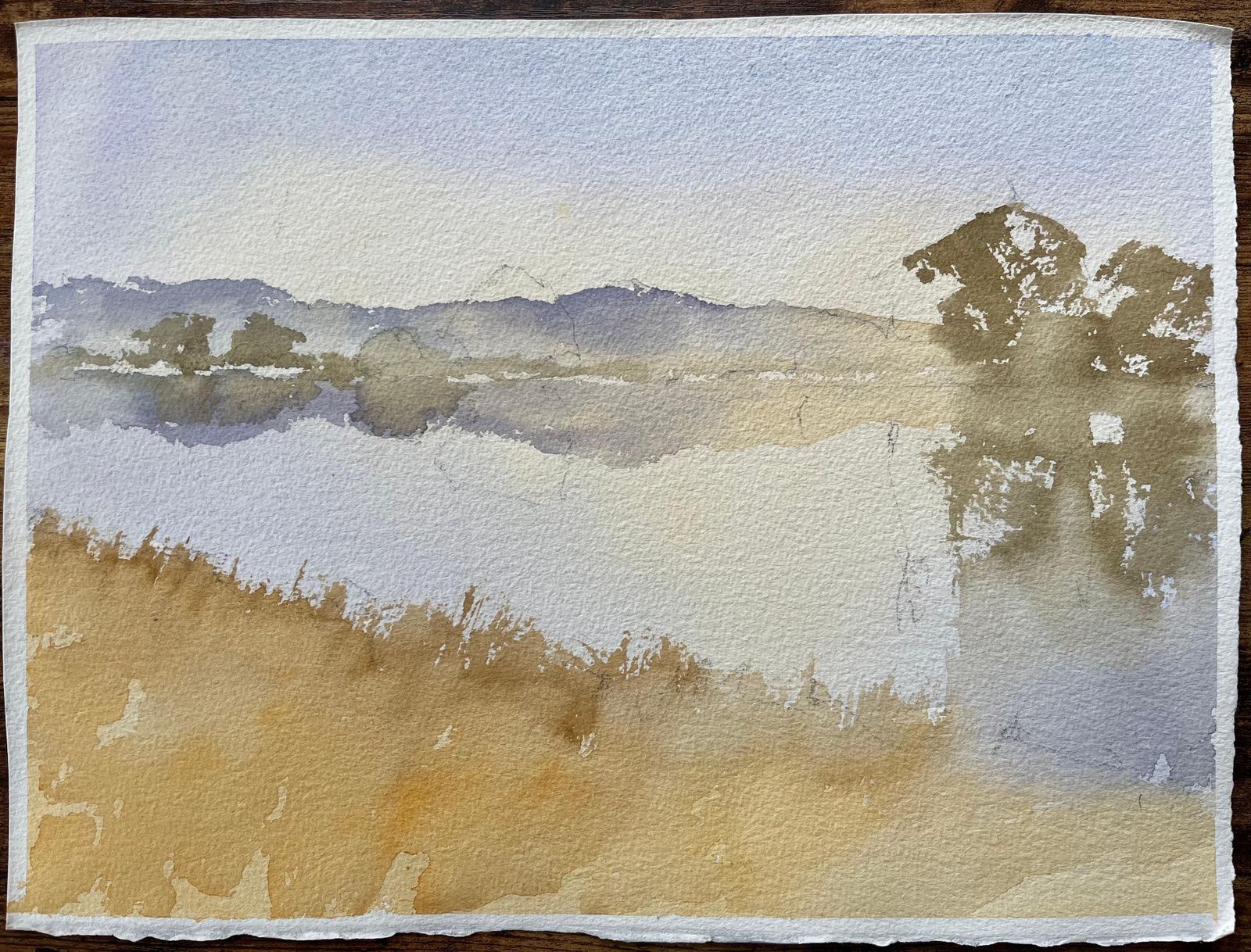 Anthony Avery British Original Watercolor Of A Misty Lakeside Landscape photo furniture