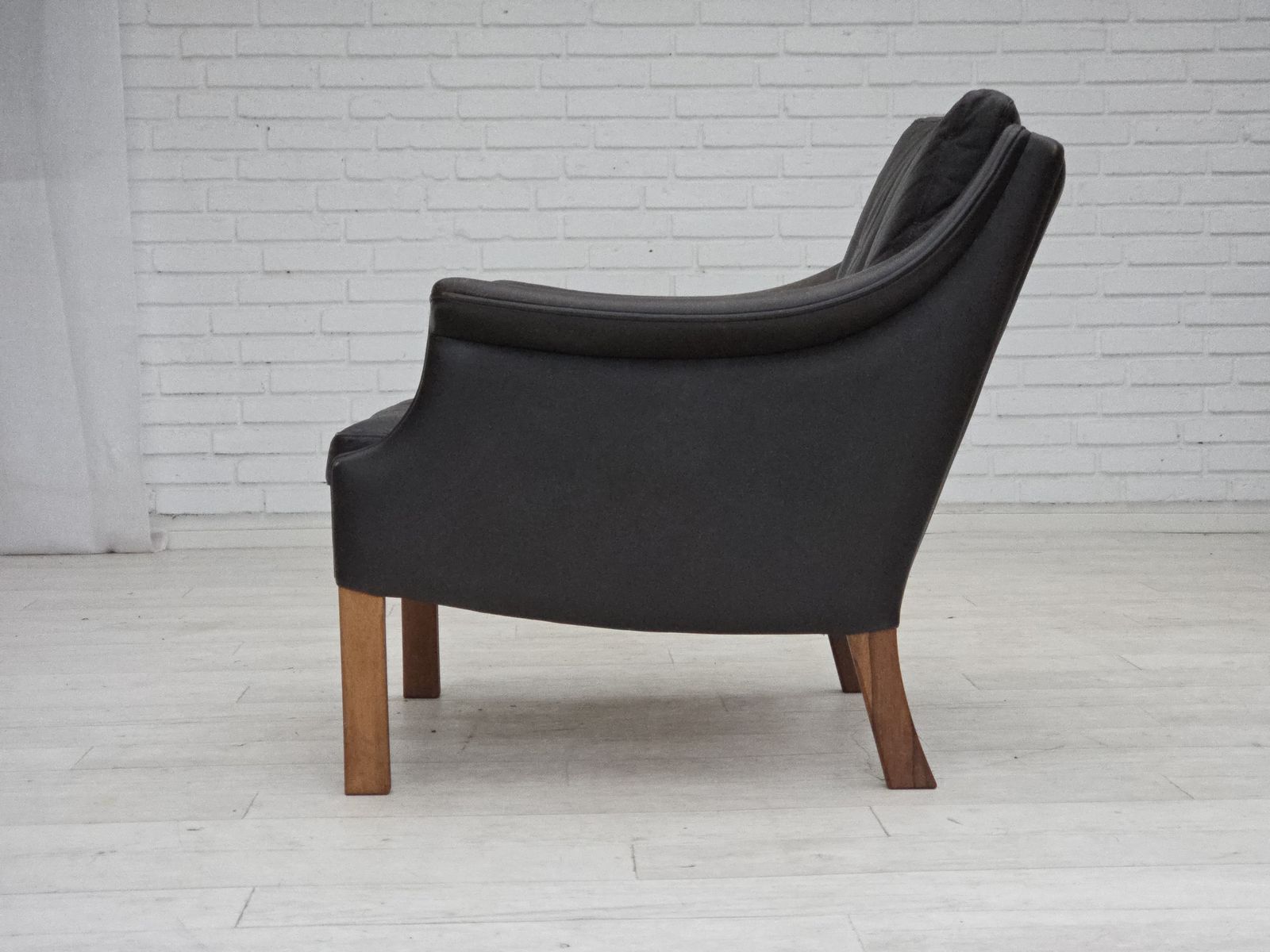 1170.0 1970s, Danish Design By Aage Christensen, Armchair, Model “Monark“, Leather, Teak Wood. photo