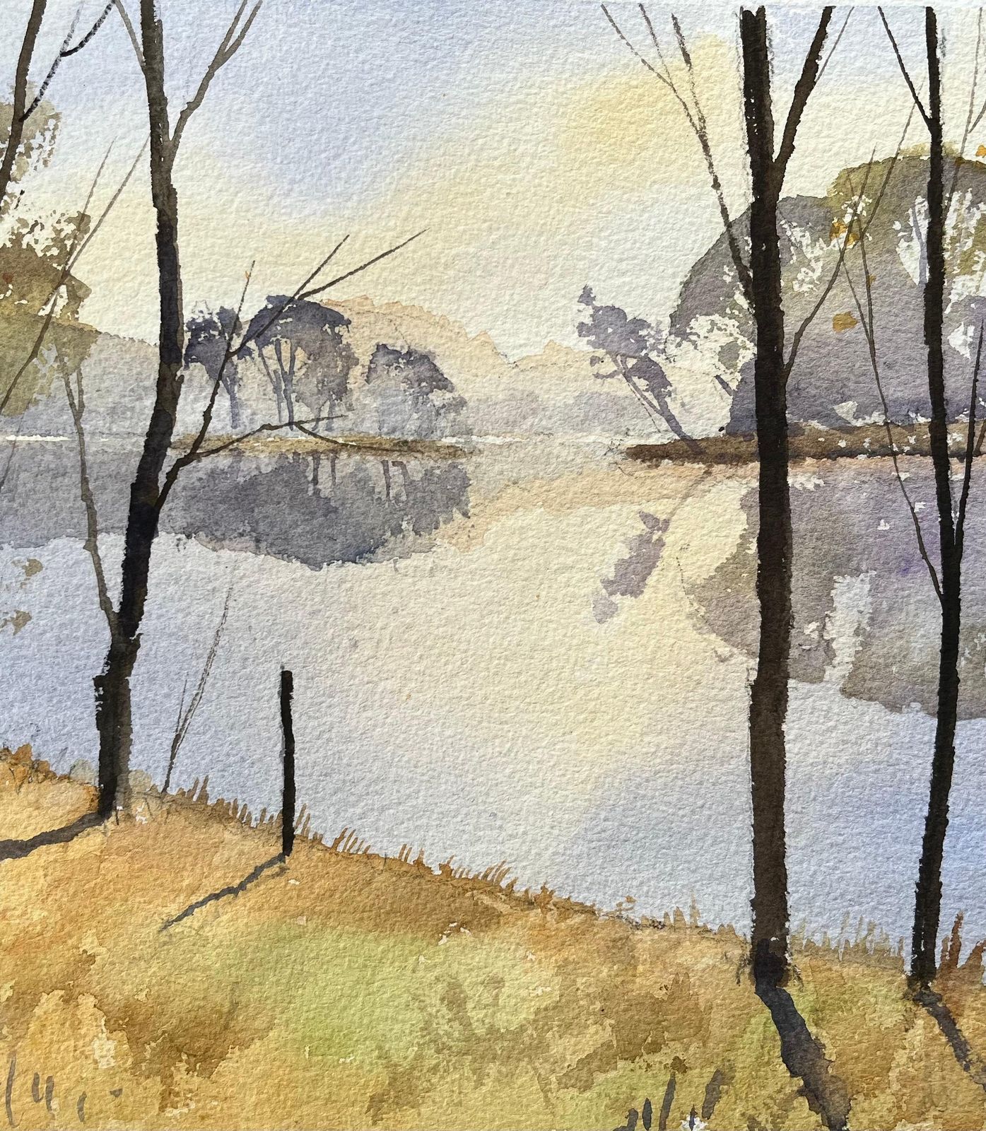 Anthony Avery British Impressionist Watercolor Of Serene Lakeside Scene Bathed In Soft Light photo Art