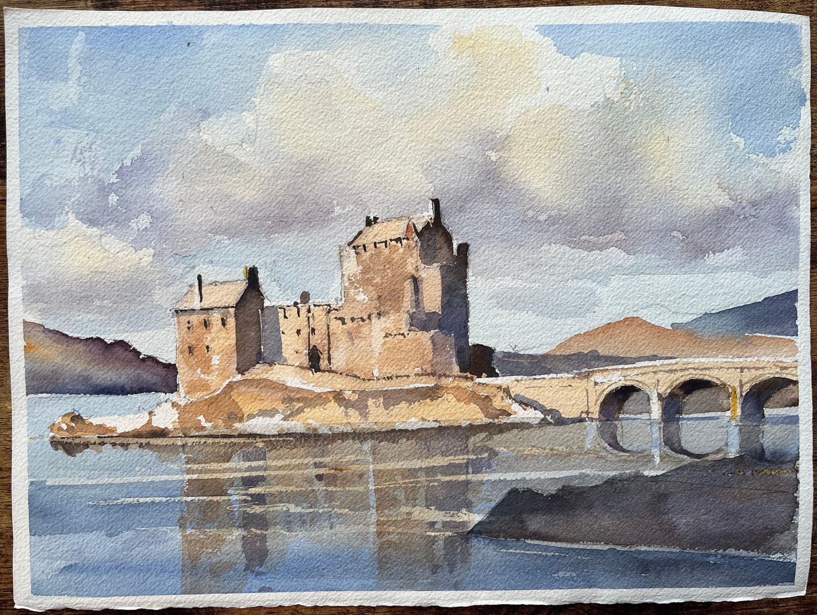Anthony Avery British Impressionist Watercolor Of Eilean Donan Castle Scotland photo furniture
