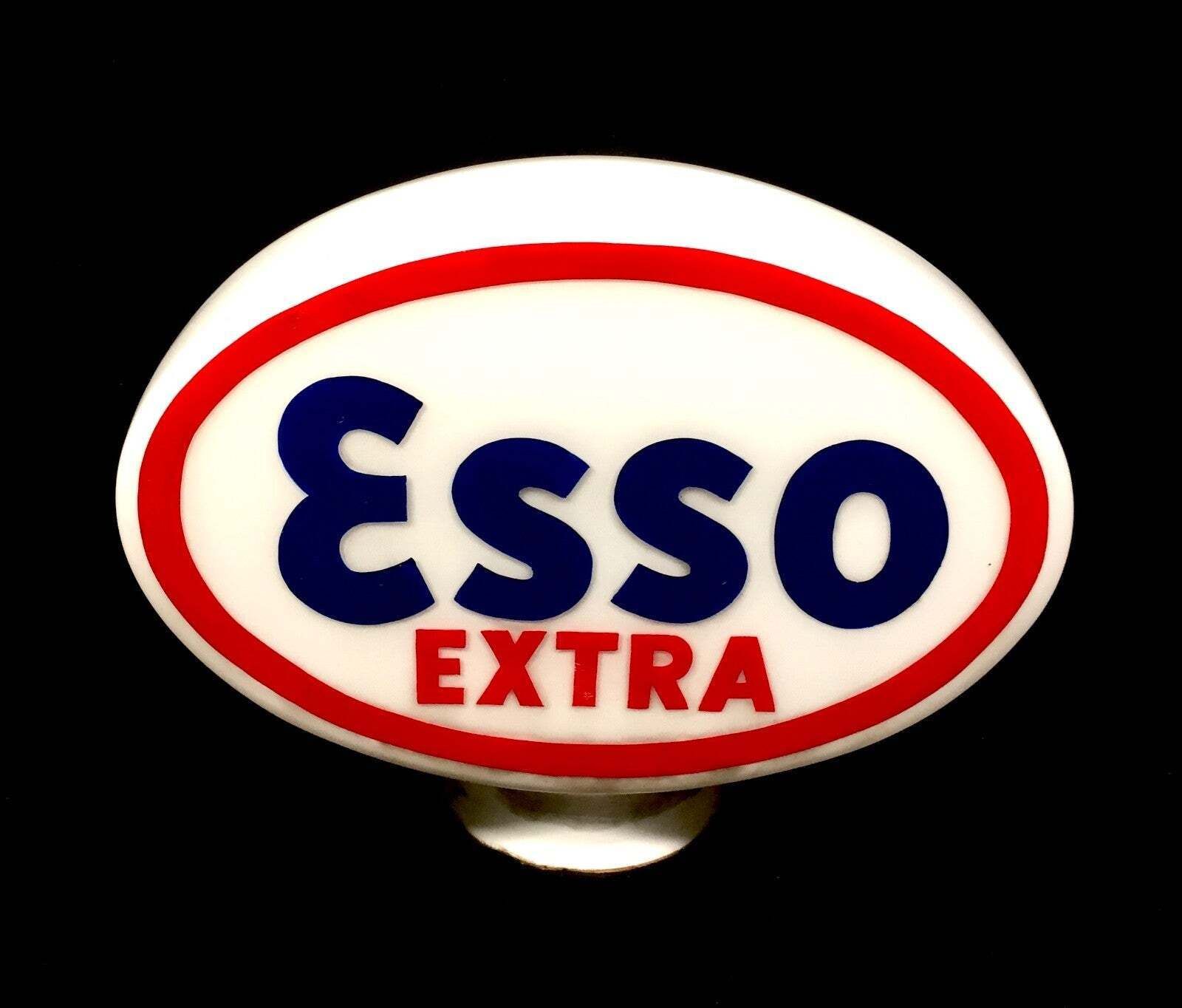 Antique Advertising Original Glass Esso Extra Motor Oil Petrol Pump Globe C1951 photo for sale