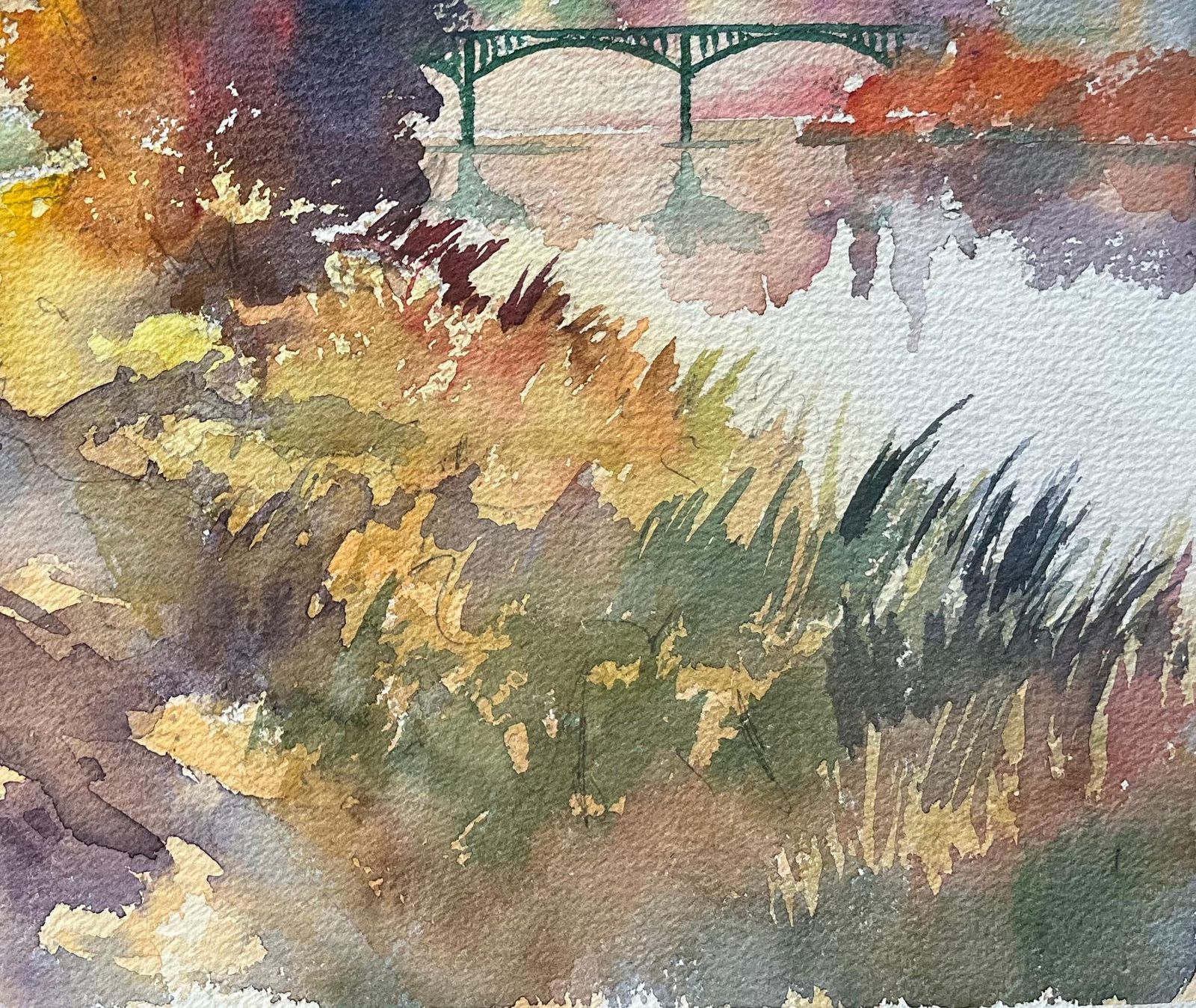 Anthony Avery British Impressionist Watercolor Of Couple Taking Their Dog On A Riverside Walk photo Art