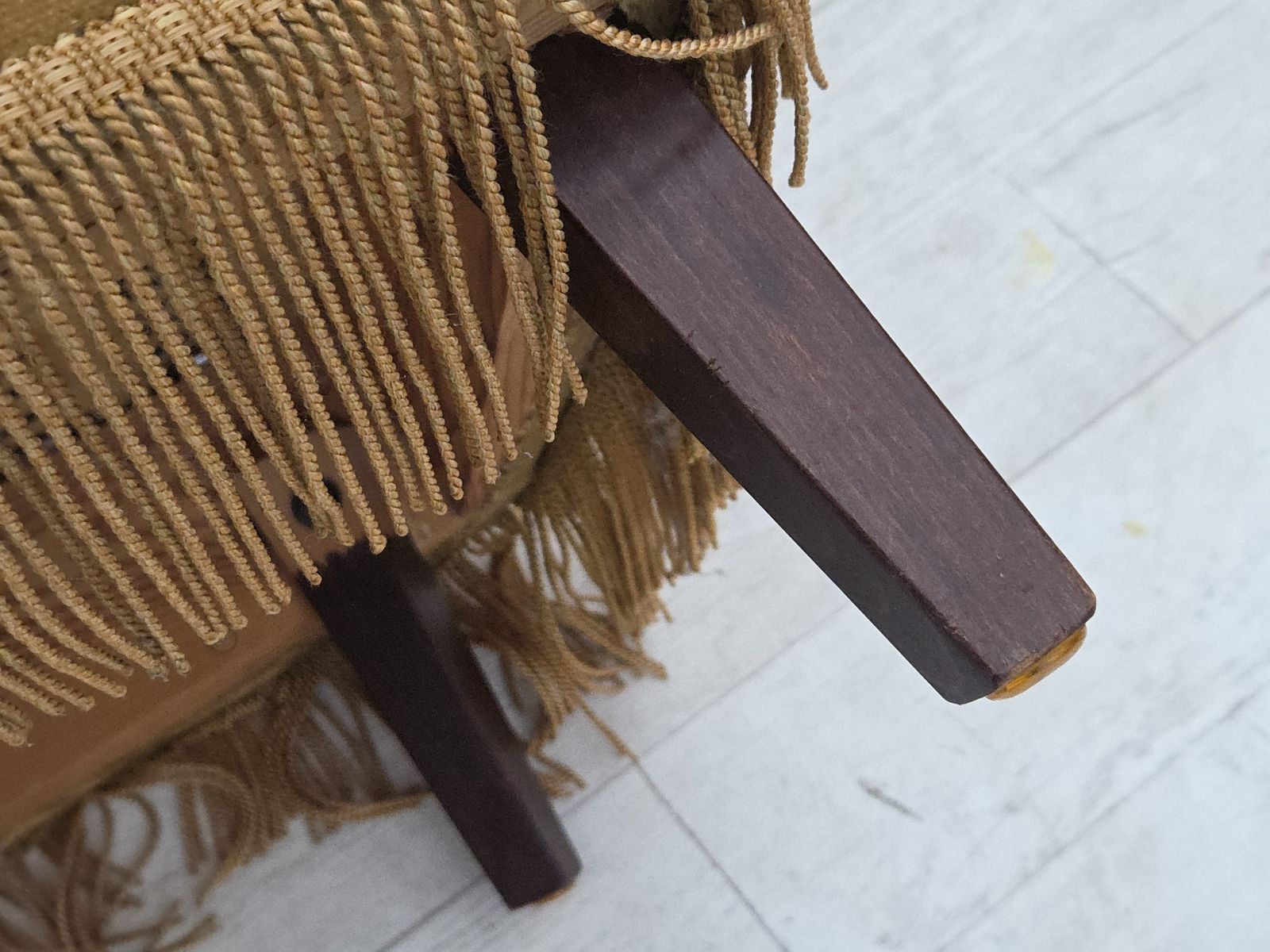 Ca. Jaren 1970, Deense Fauteuil, Lichtgroene Meubelvelours Bekleding. photo Meubels