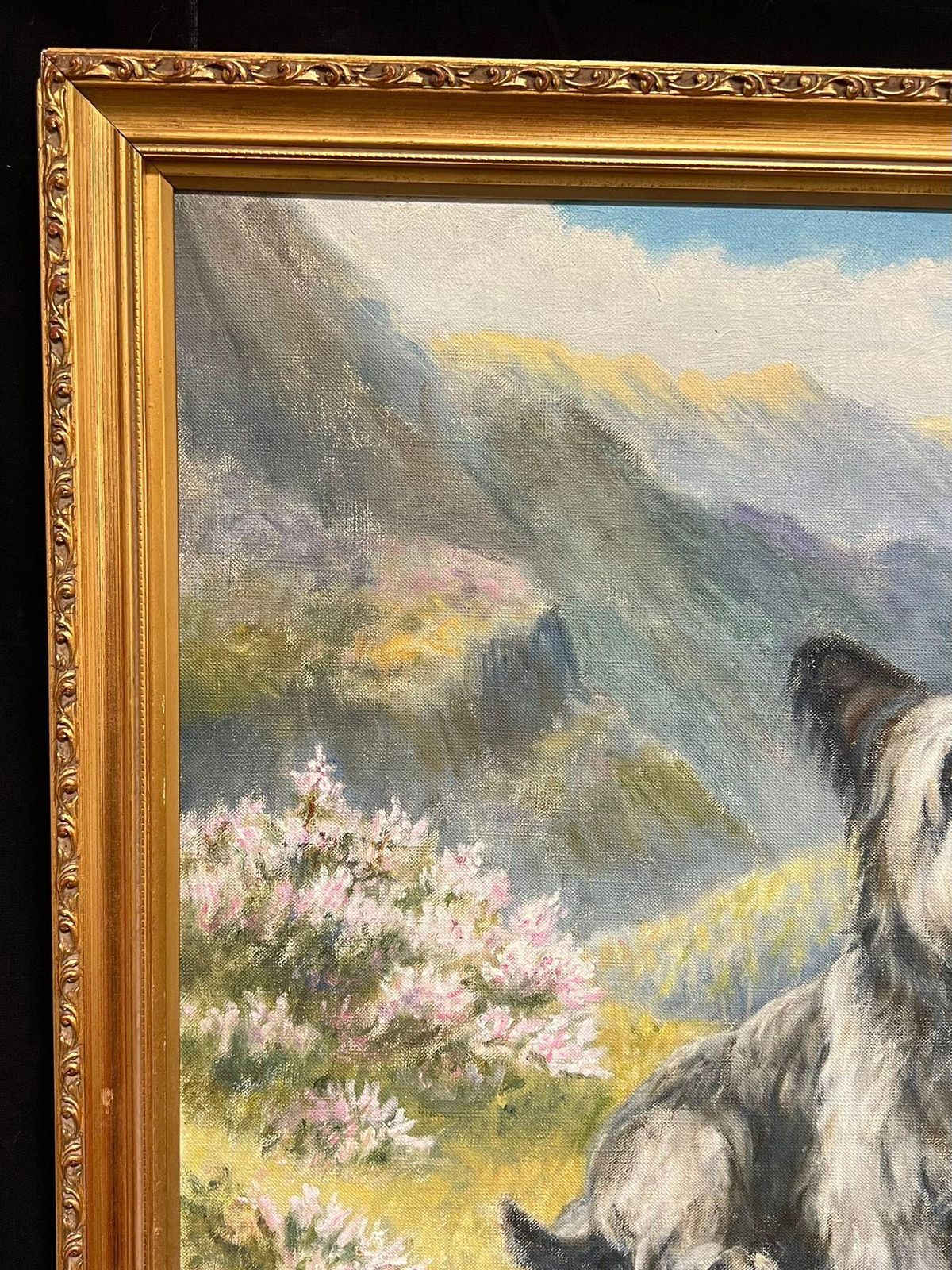 A. J. Blackie Two Cairn Highland Terriers Dogs In Scottish Highlands Landscape Signed Painting photo Art