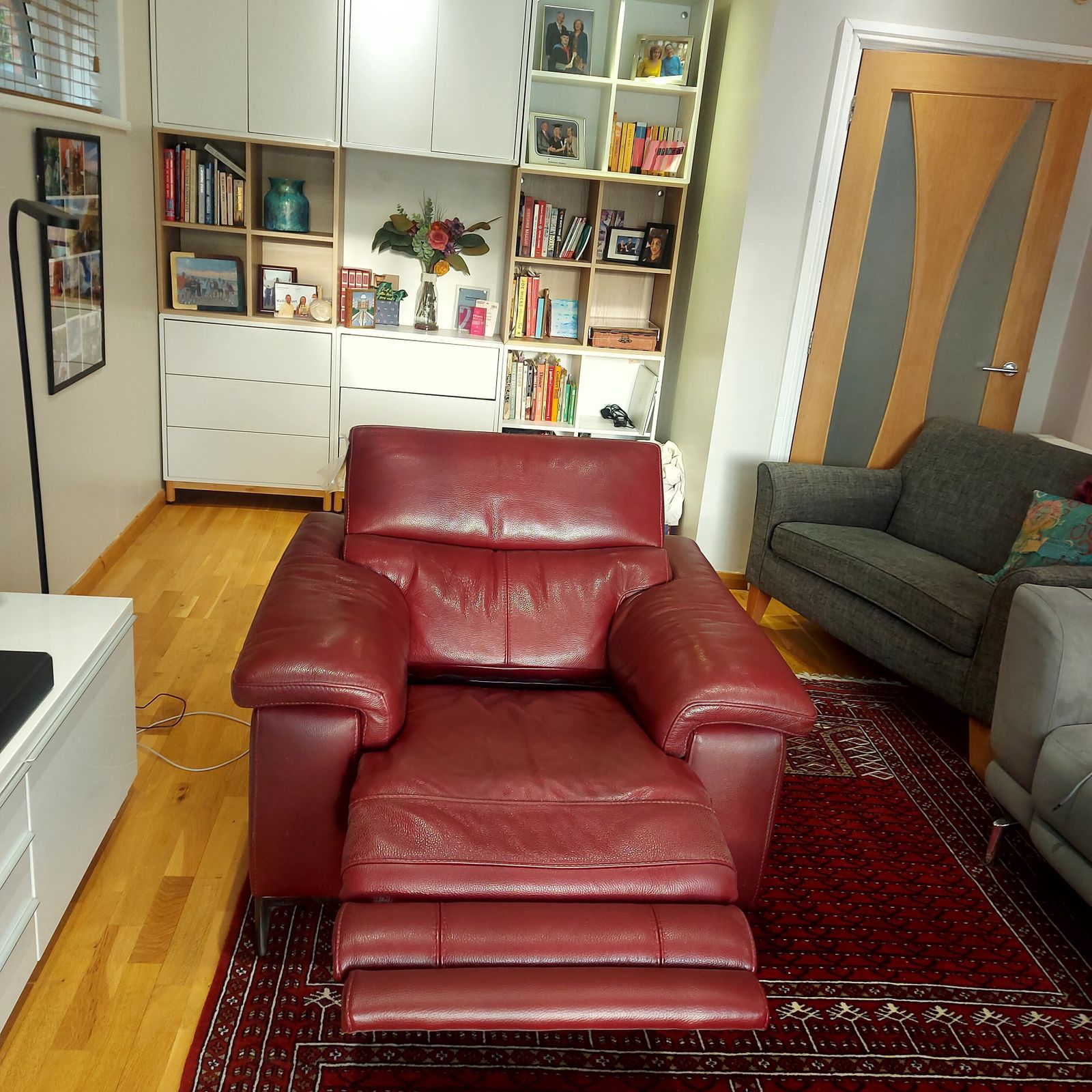 Milano Red Leather Powered Reclining Armchair photo buy