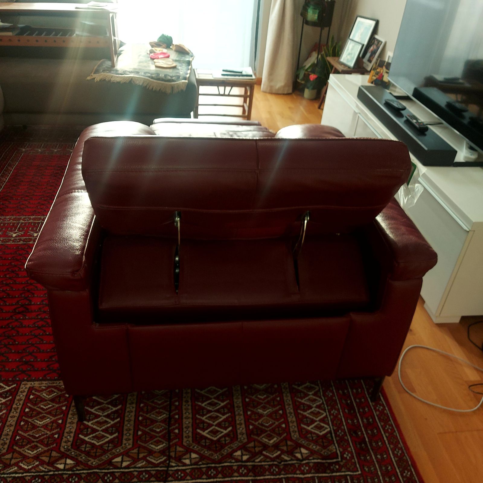 photo furniture Milano Red Leather Powered Reclining Armchair