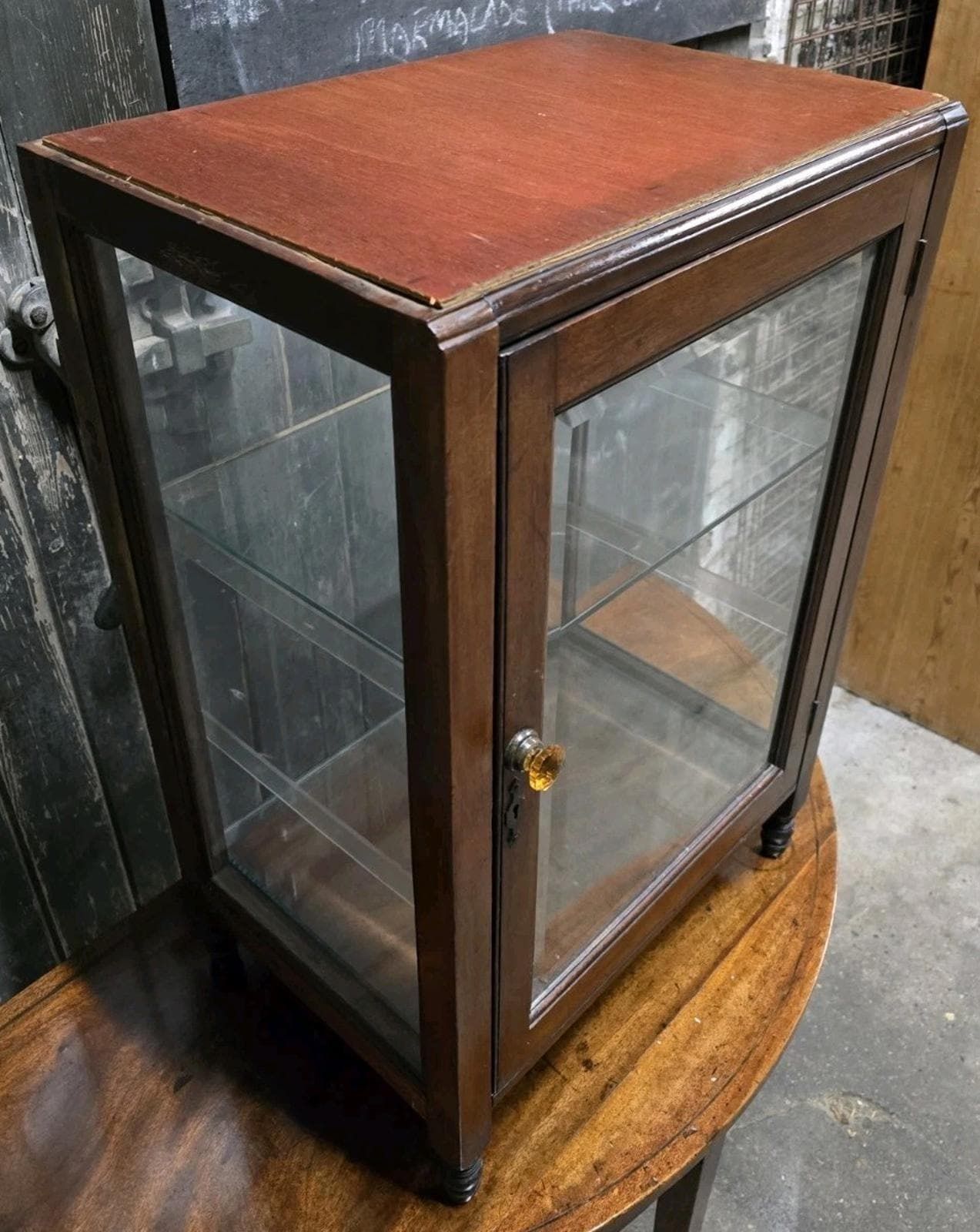 Antique Victorian 19th Century Mahogany Shop Medicine Display Cabinet photo vintage