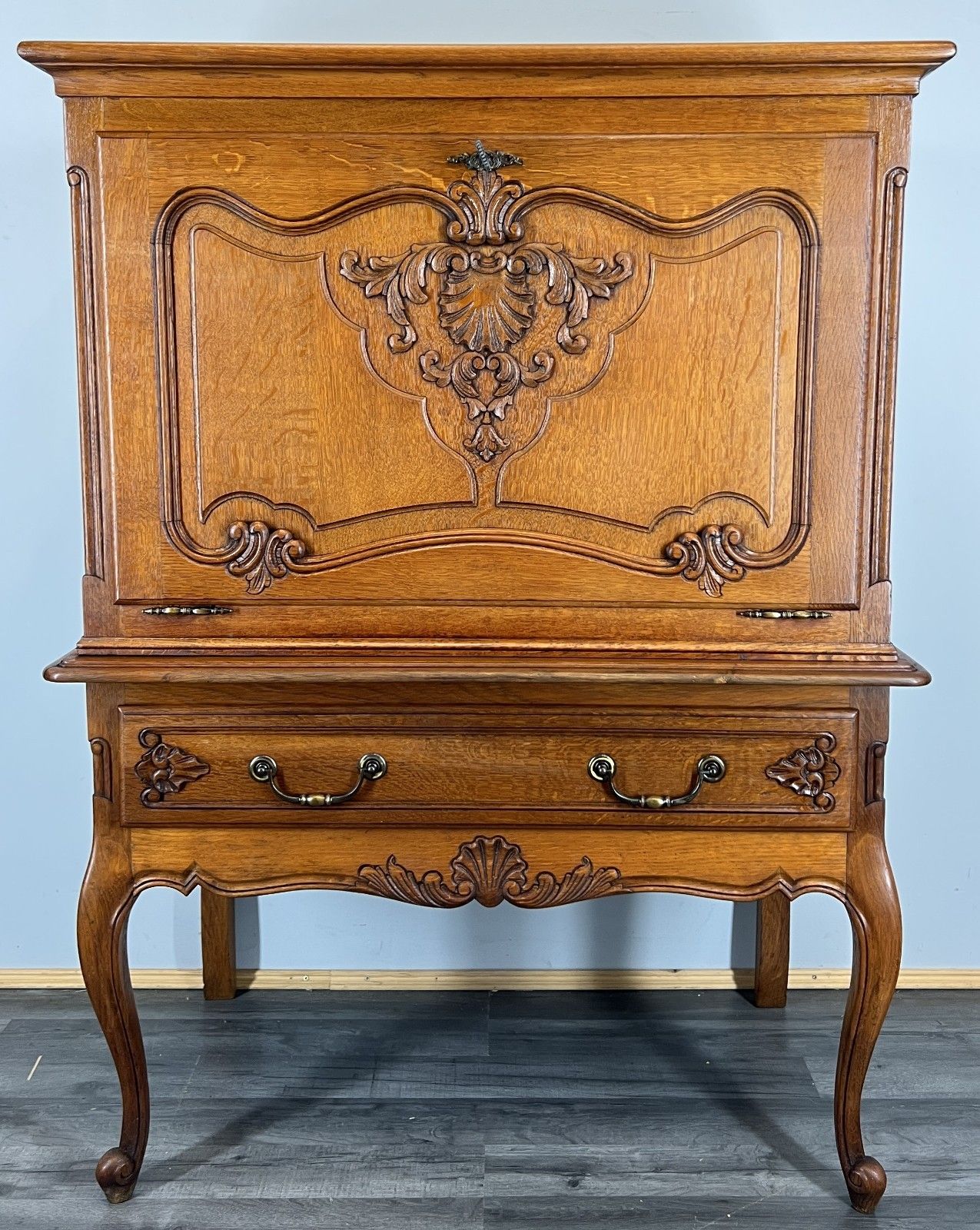 Cabinet Vintage French Louis Style Oak Carved Sideboard With Drawer Lot 4577