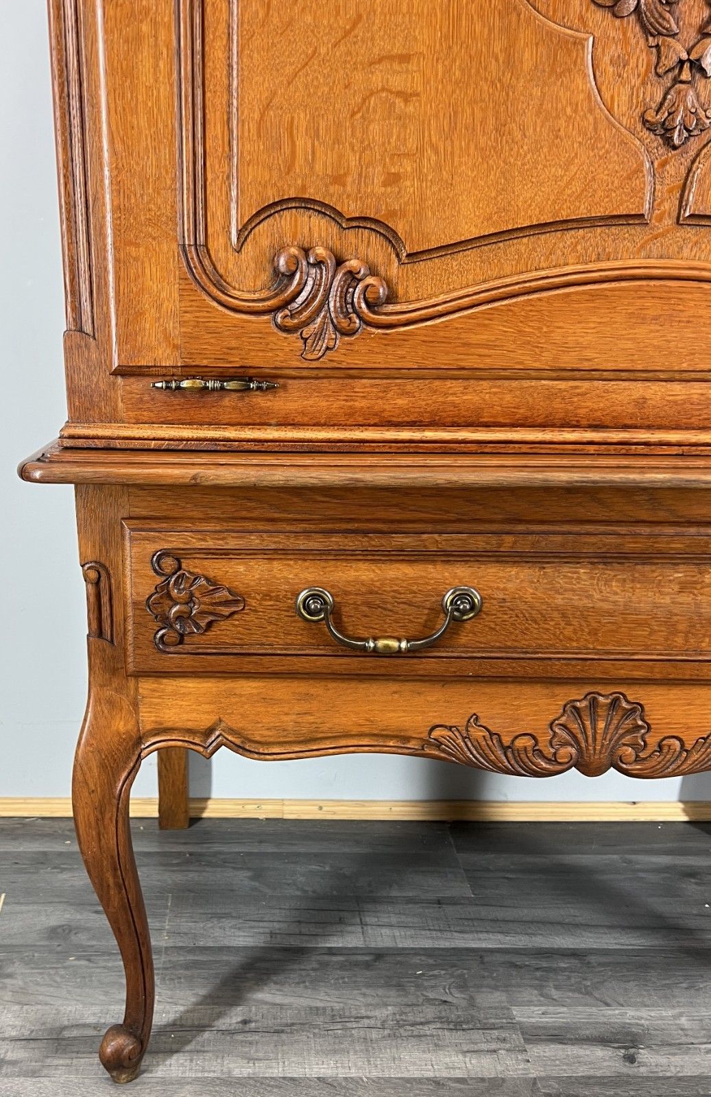 Cabinet Vintage French Louis Style Oak Carved Sideboard With Drawer Lot 4577 photo 399.0