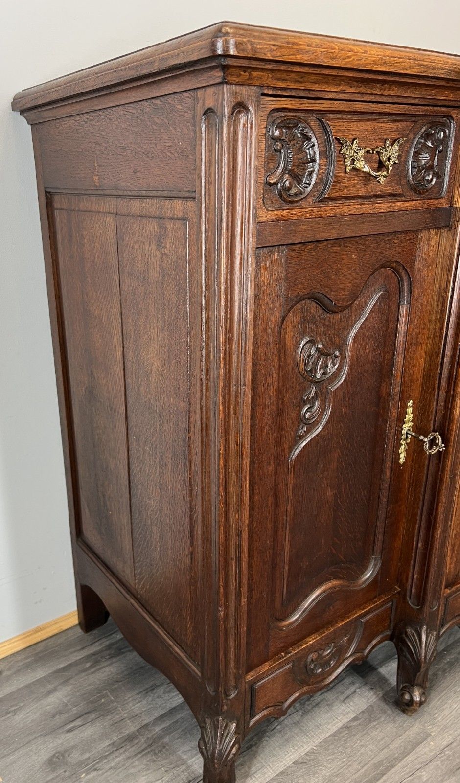 599.0 Sideboard Antique French Louis XVI Oak Cabinet Carved Cupboard Lot 4571 photo