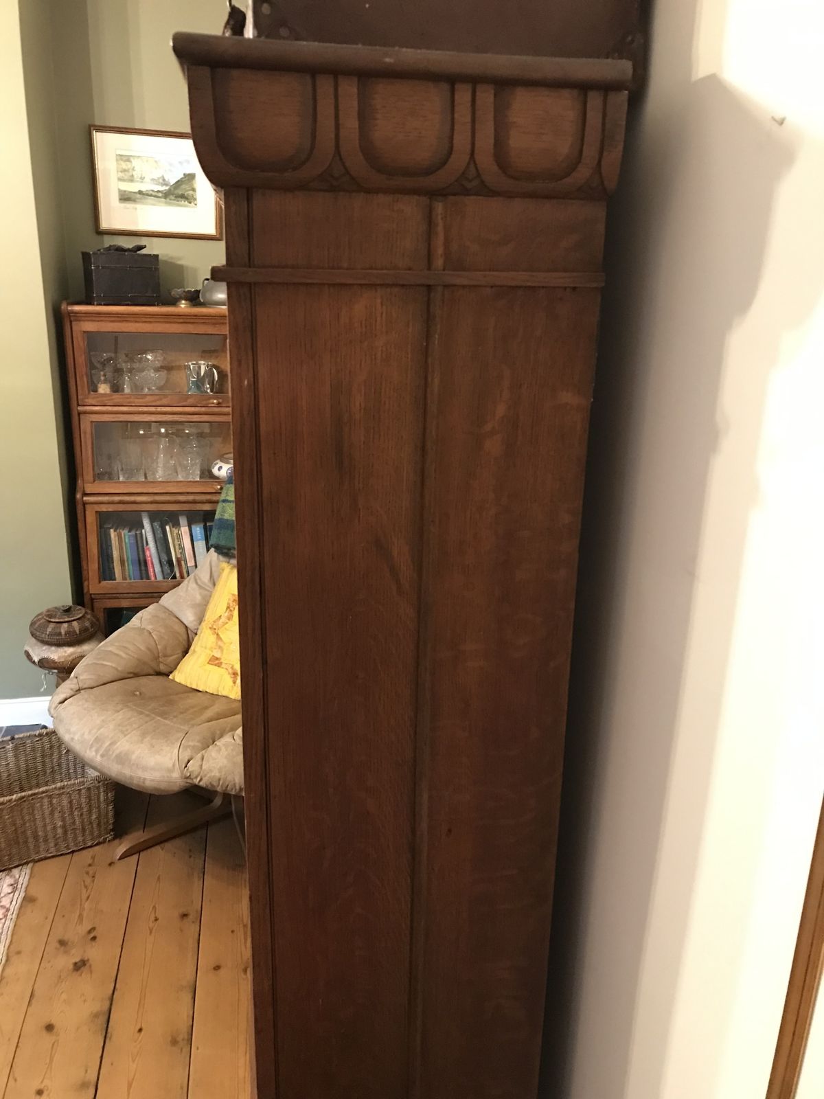 Late Edwardian Golden Oak Glass Fronted Cabinet photo vinterior