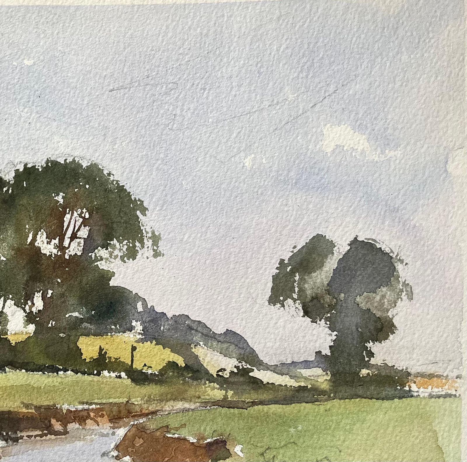 Anthony Avery British Impressionist Watercolor Of A Scenic Countryside Stream With Lush Trees photo Art