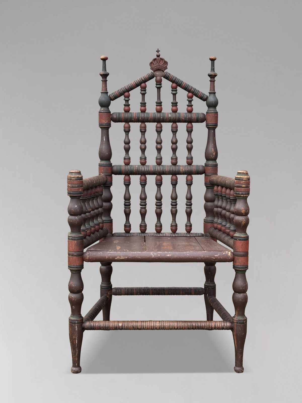 Early 19th Century Swedish Bobbin Country Throne Armchair photo for sale