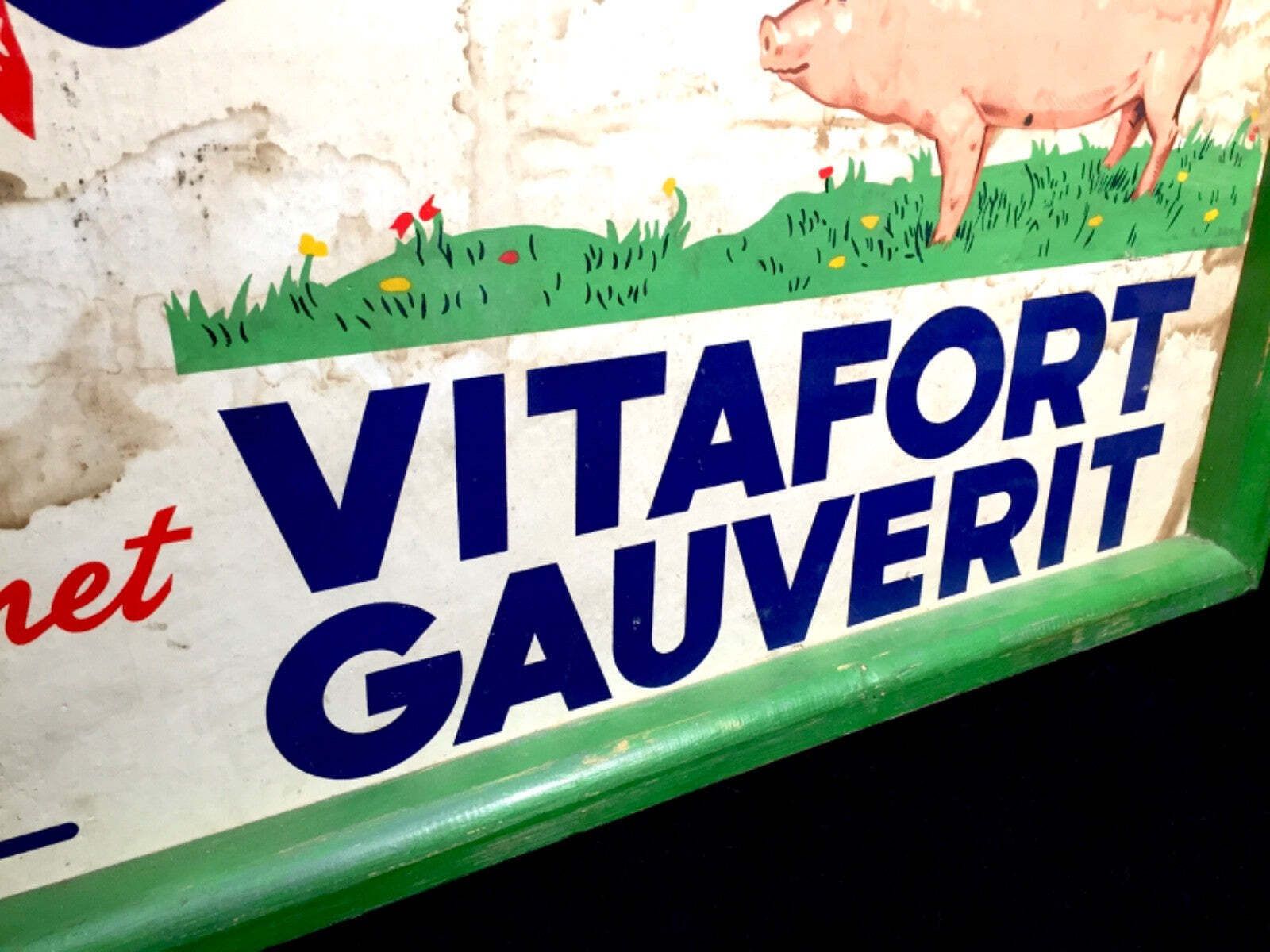 Antique Advertising Framed Vitafort Gauverit Cattle Fodder Sign Picture C.1950 photo vintage