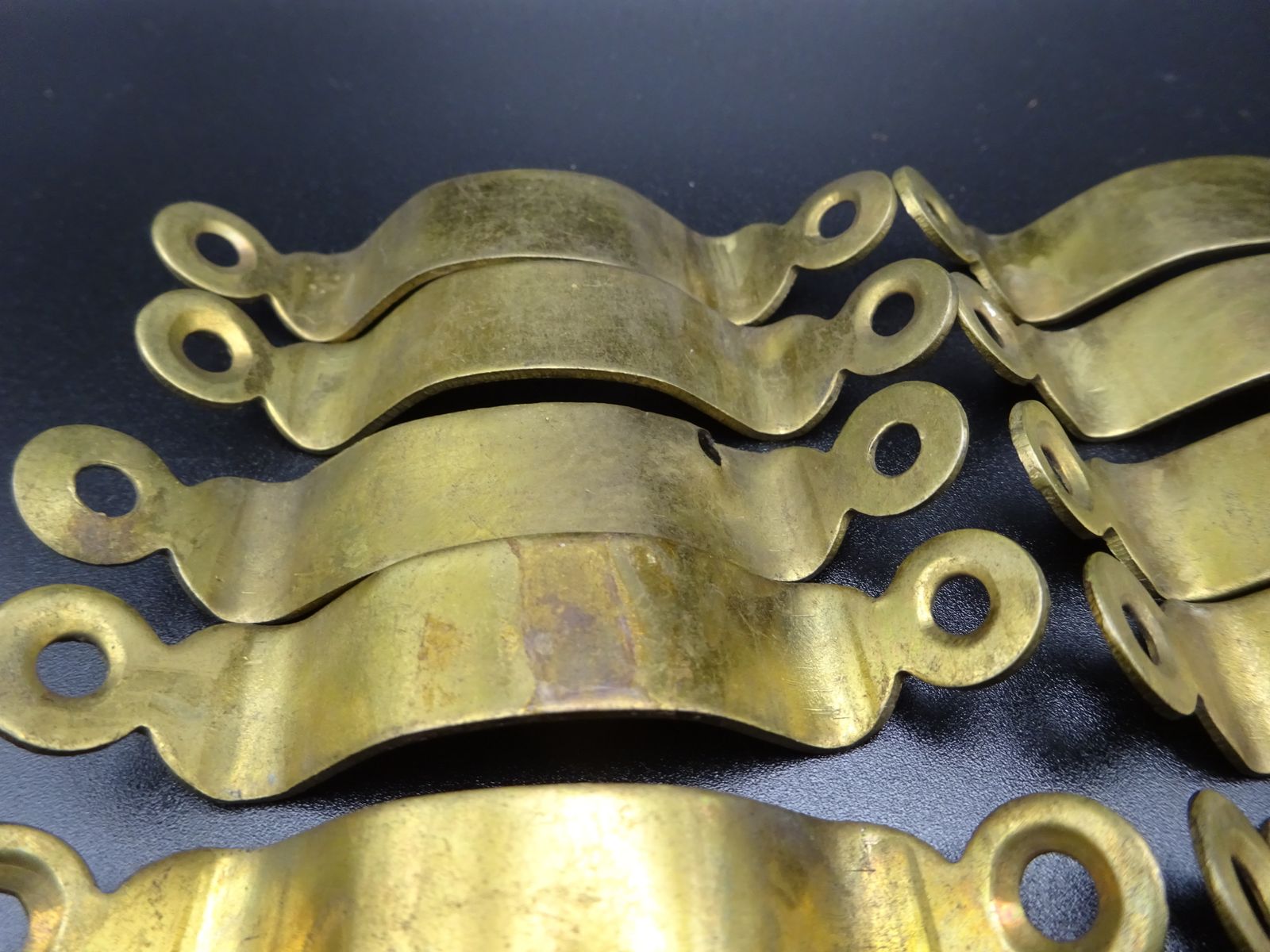 16 Reclaimed Brass Stair Rod Brackets/Holders photo 55.0