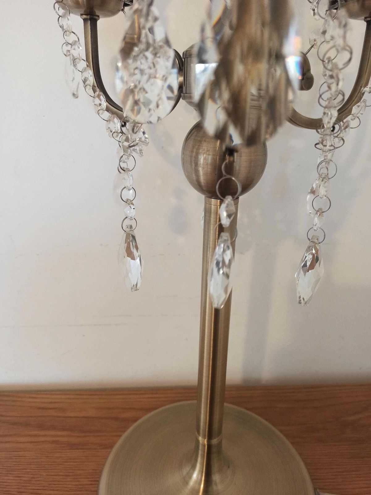 Polished Brass Table Lamp. Chandelier Style. Glass Bead Droplets photo 95.0