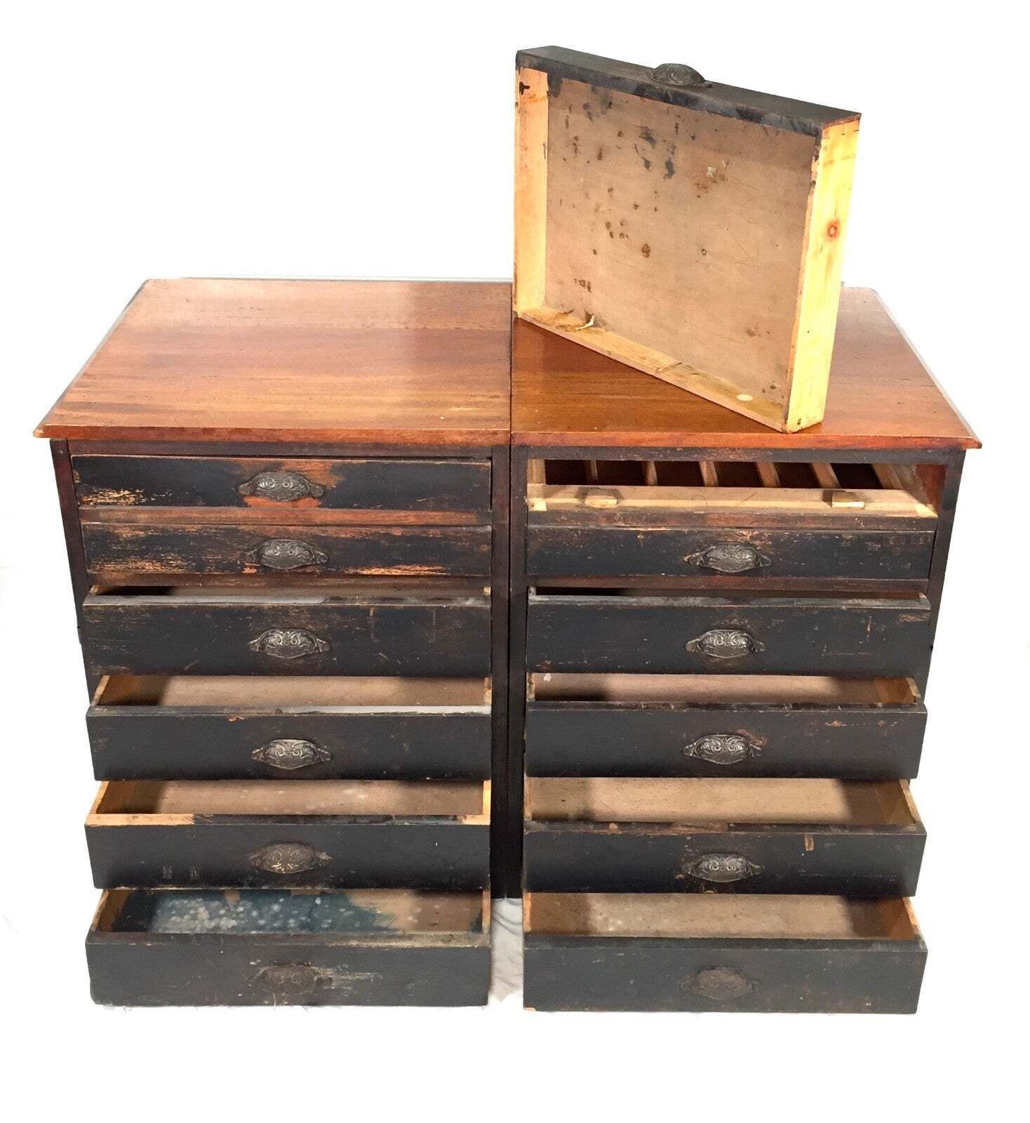 Antique Haberdashery Shop Display Cabinet / Glazed Fronted Drawers Storage C1900 photo vintage