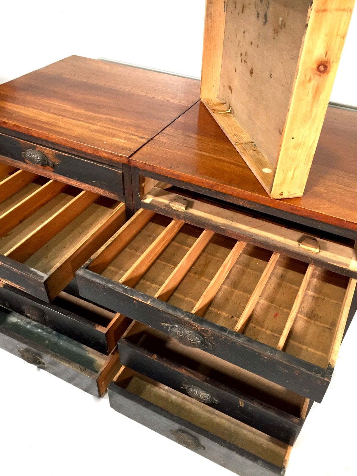 photo furniture Antique Haberdashery Shop Display Cabinet / Glazed Fronted Drawers Storage C1900